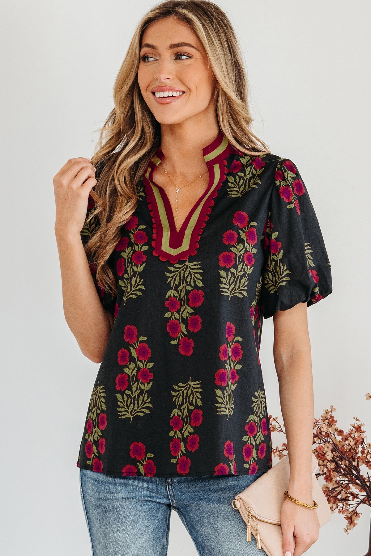 Prairie Rose Contrast Blouse