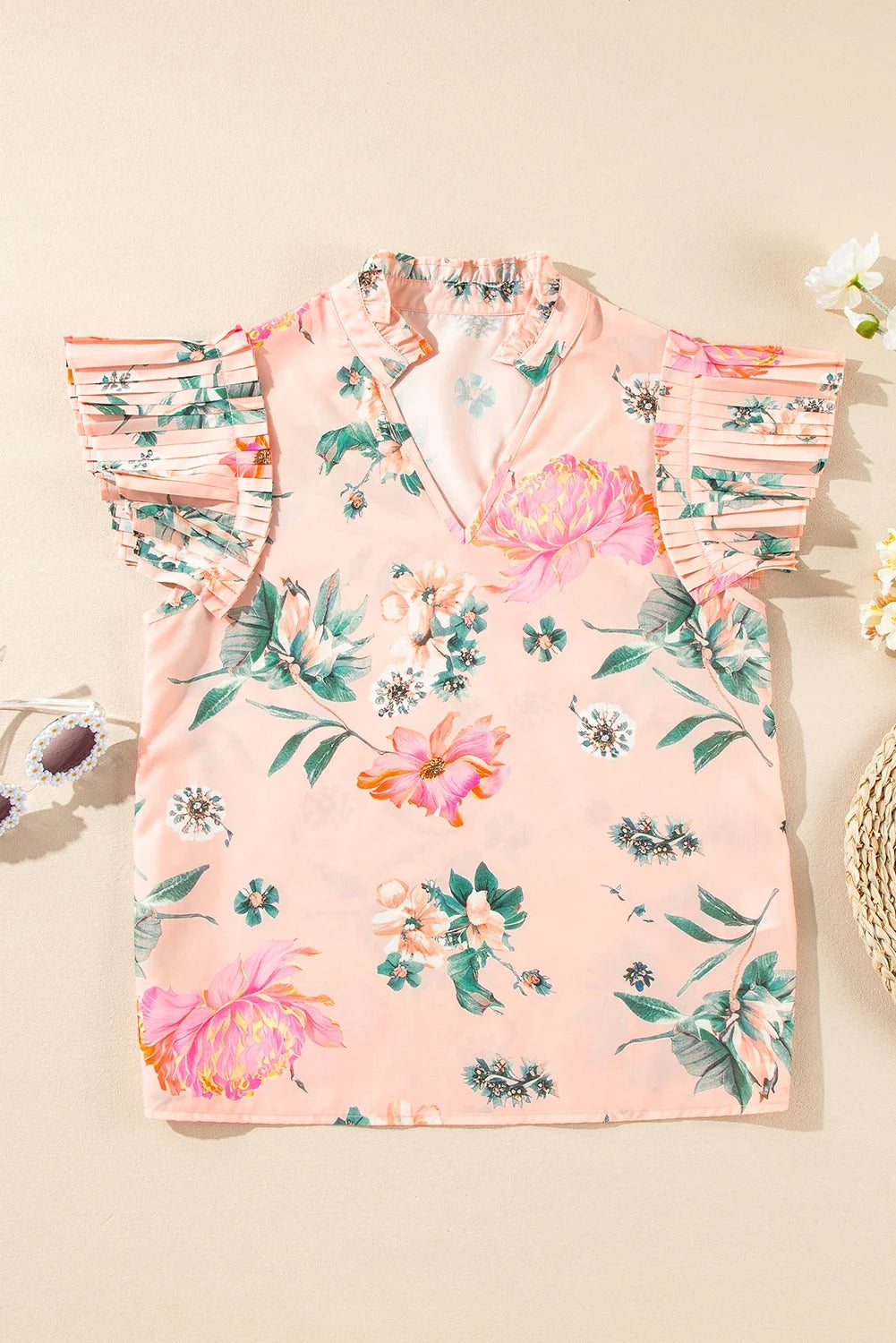 Prairie Rose Pleated Sleeve Blouse
