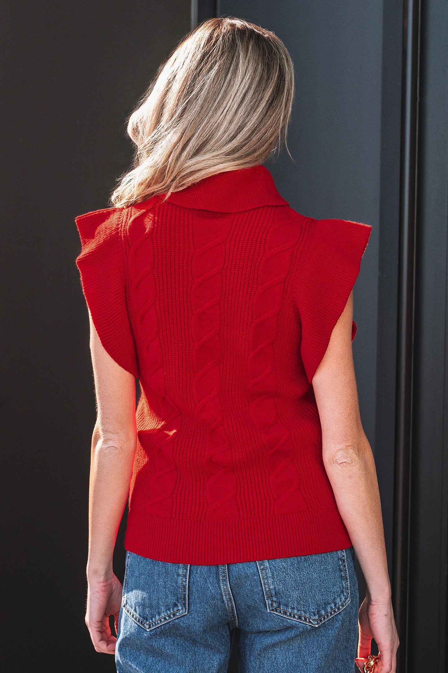 Willow Cable Knit Ruffle Sweater