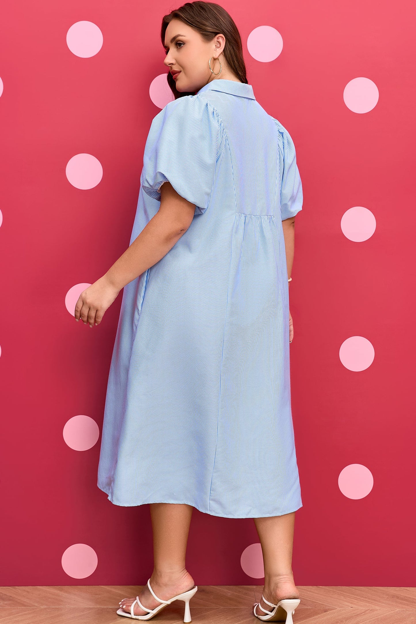 Bluebell Shirred Collar Midi Dress