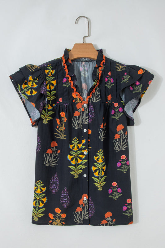 Wildflower Nights Lace-Trim Blouse