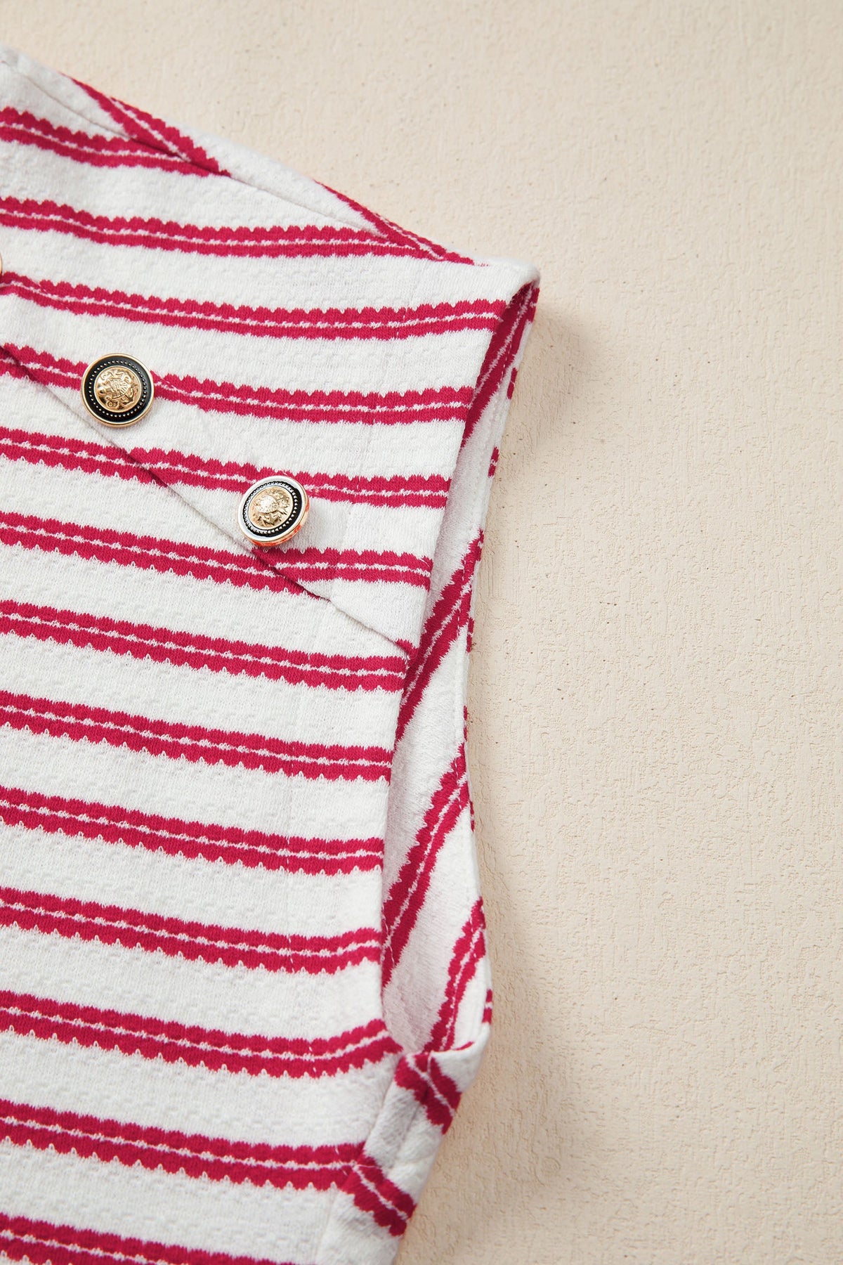 Red River Stripe Button Knit Top