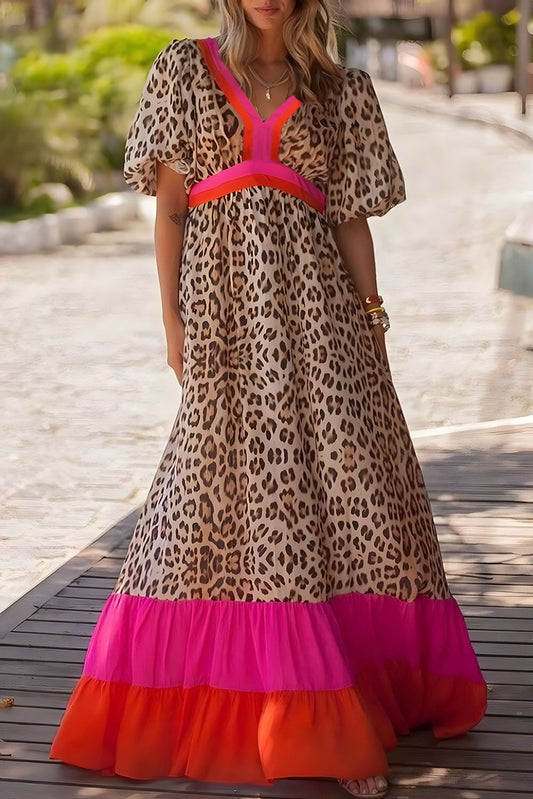 Desert Sunset Leopard Maxi Dress