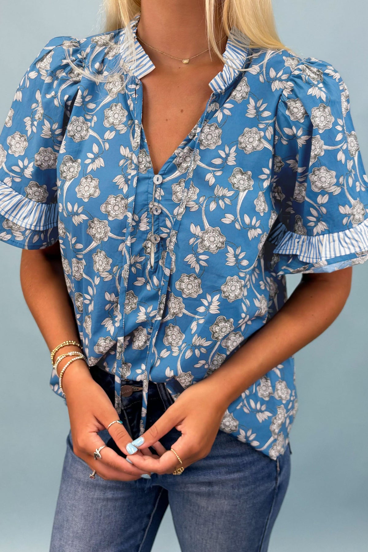 Bluebell Ranch Tie-Neck Blouse
