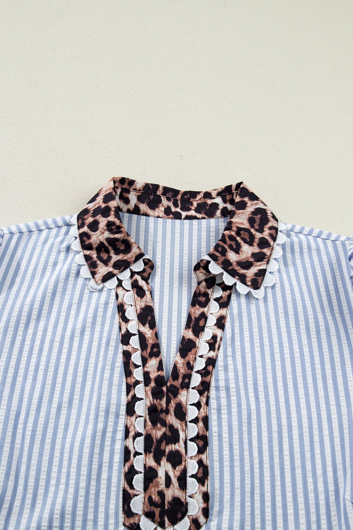 Blue Ridge Leopard Trim Blouse