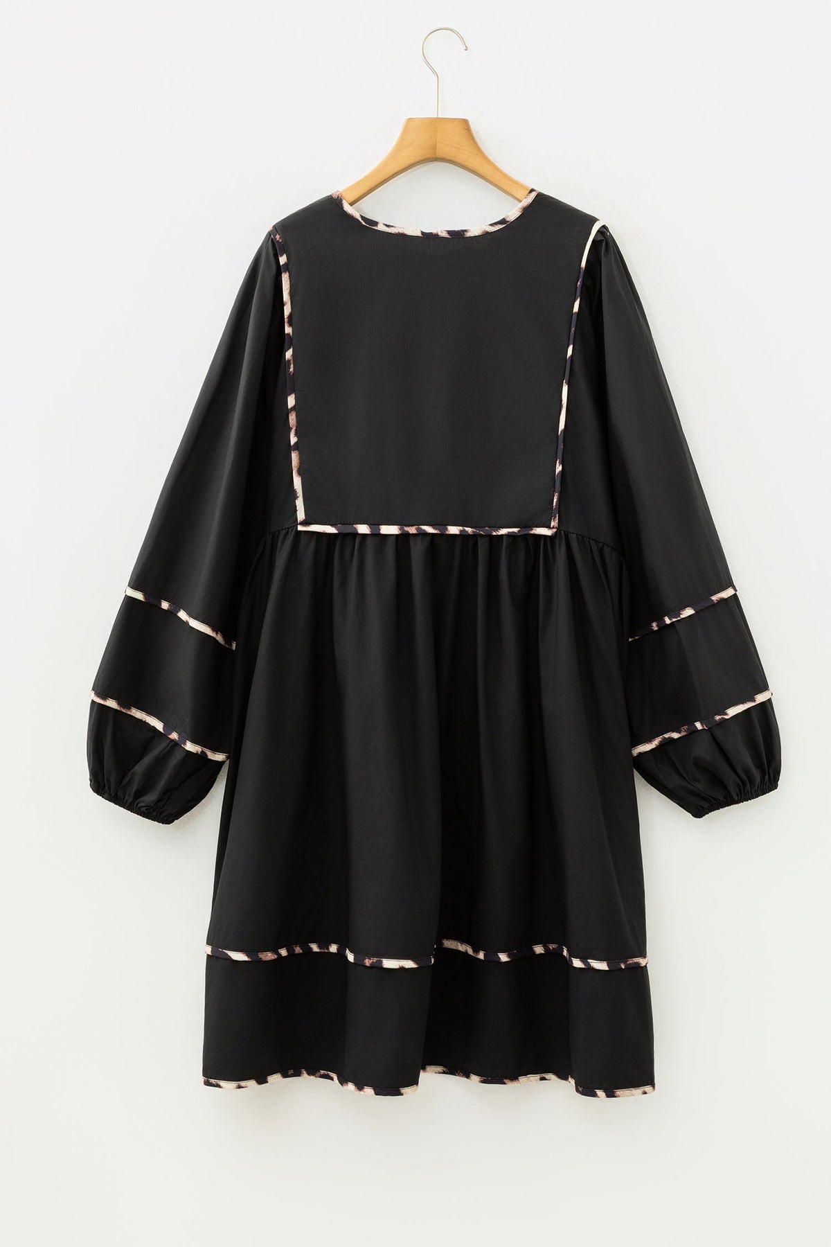 Midnight Wild Leopard Trim Dress