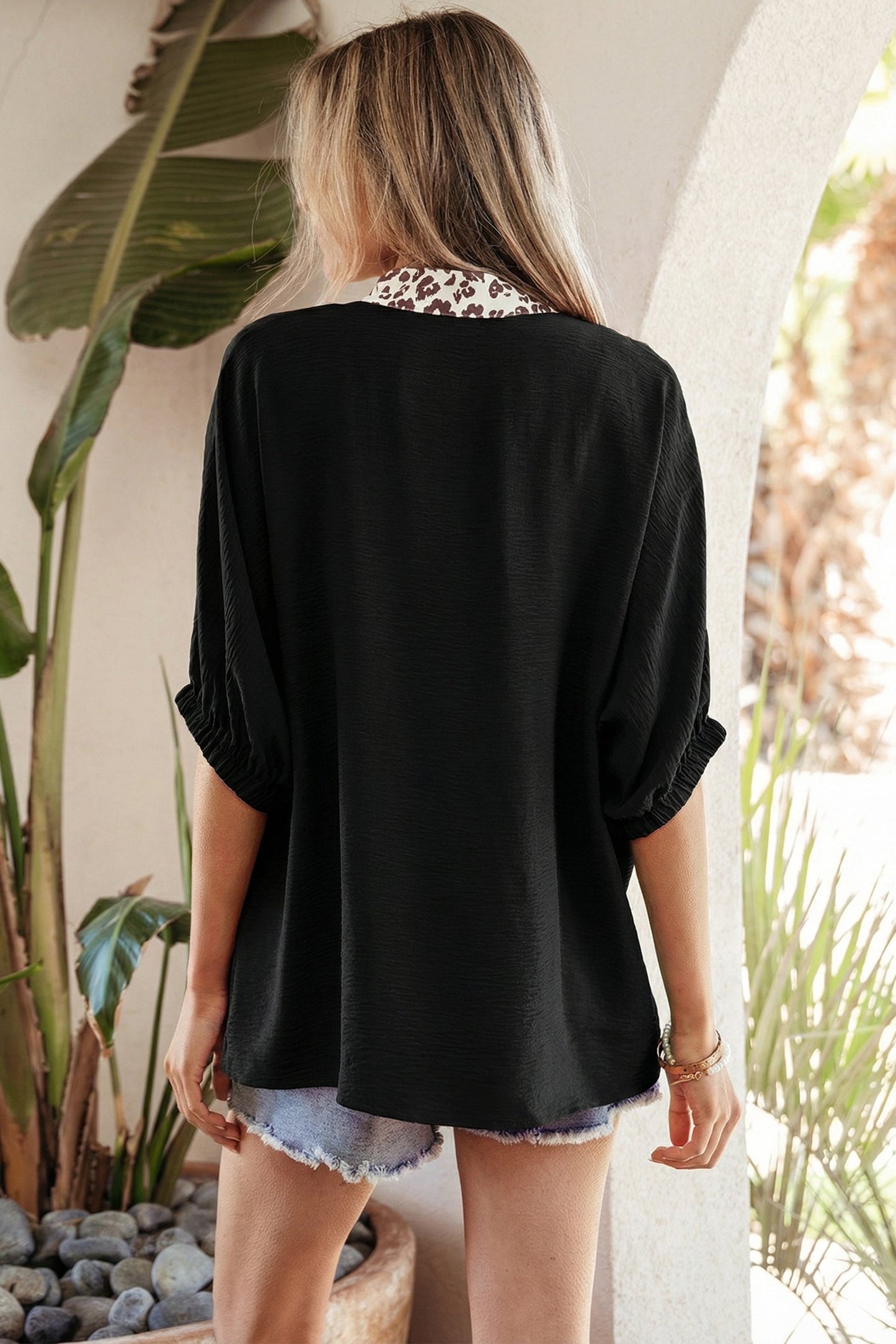 Wild Heart Leopard Trim Blouse