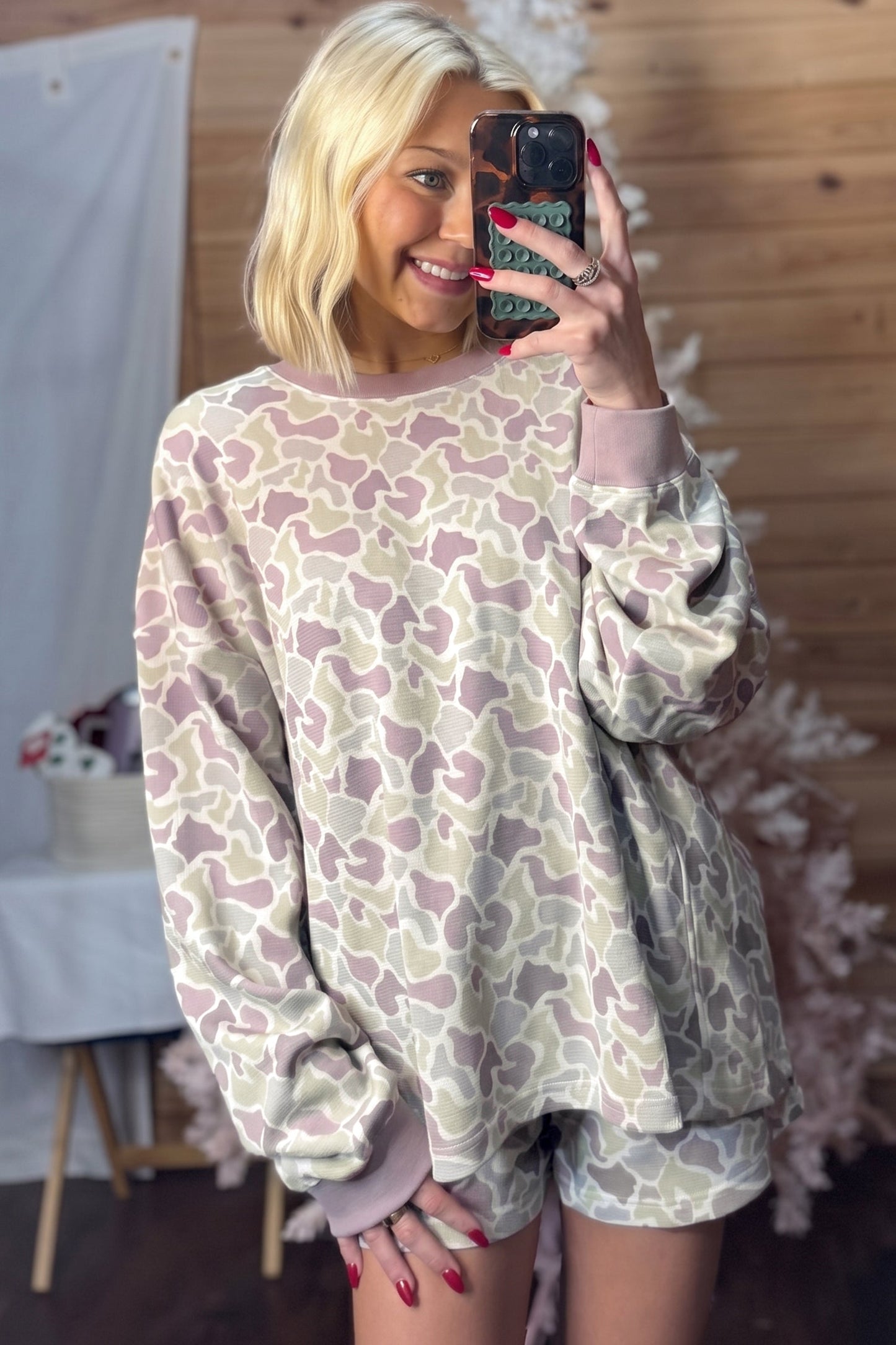 Blush Country Waffle Knit Shorts Set