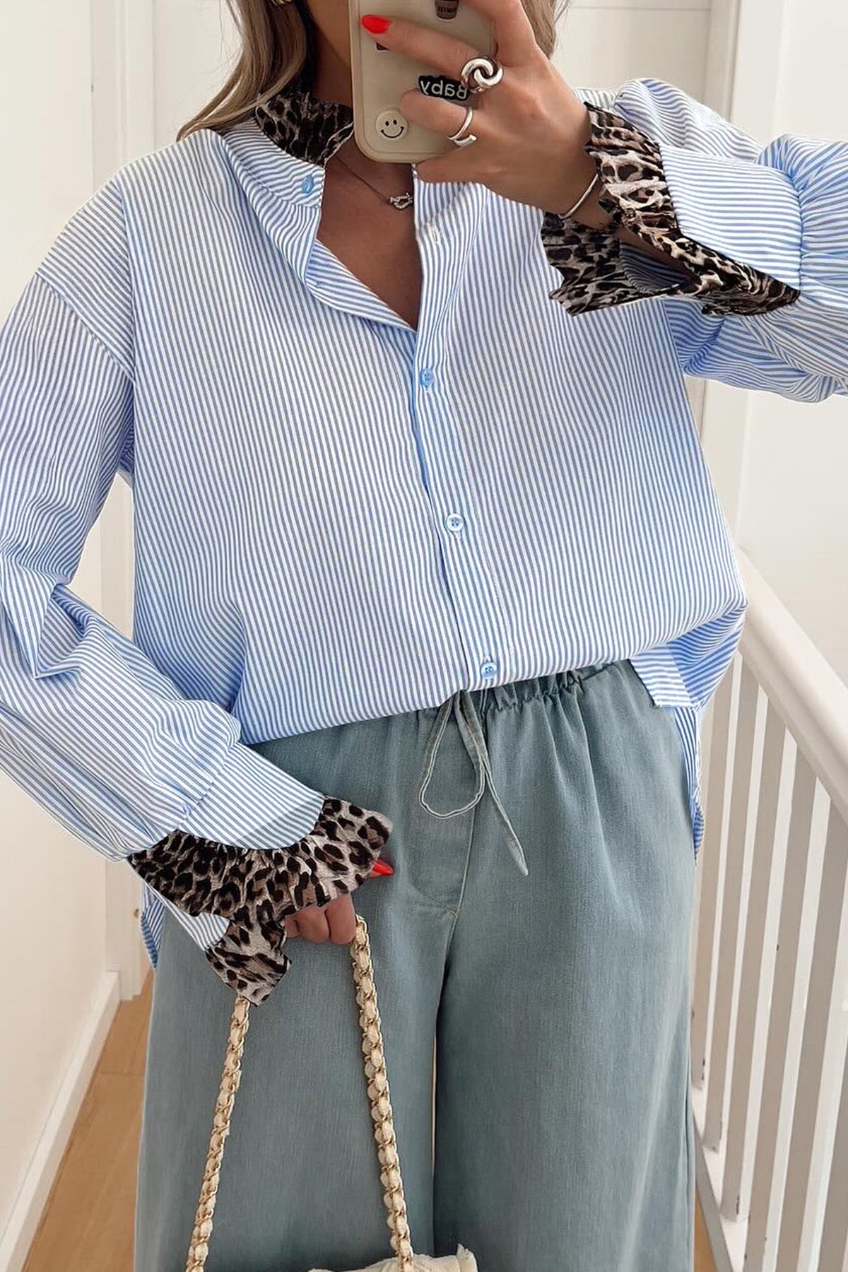 Blue Belle Leopard Ruffle Shirt