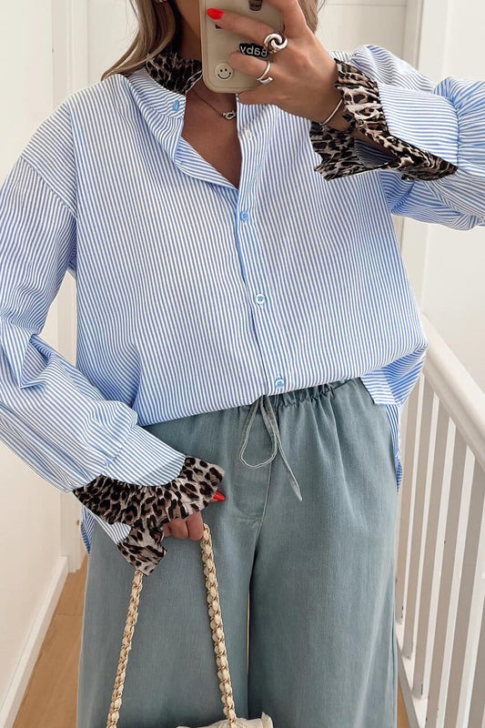 Blue Belle Leopard Ruffle Shirt