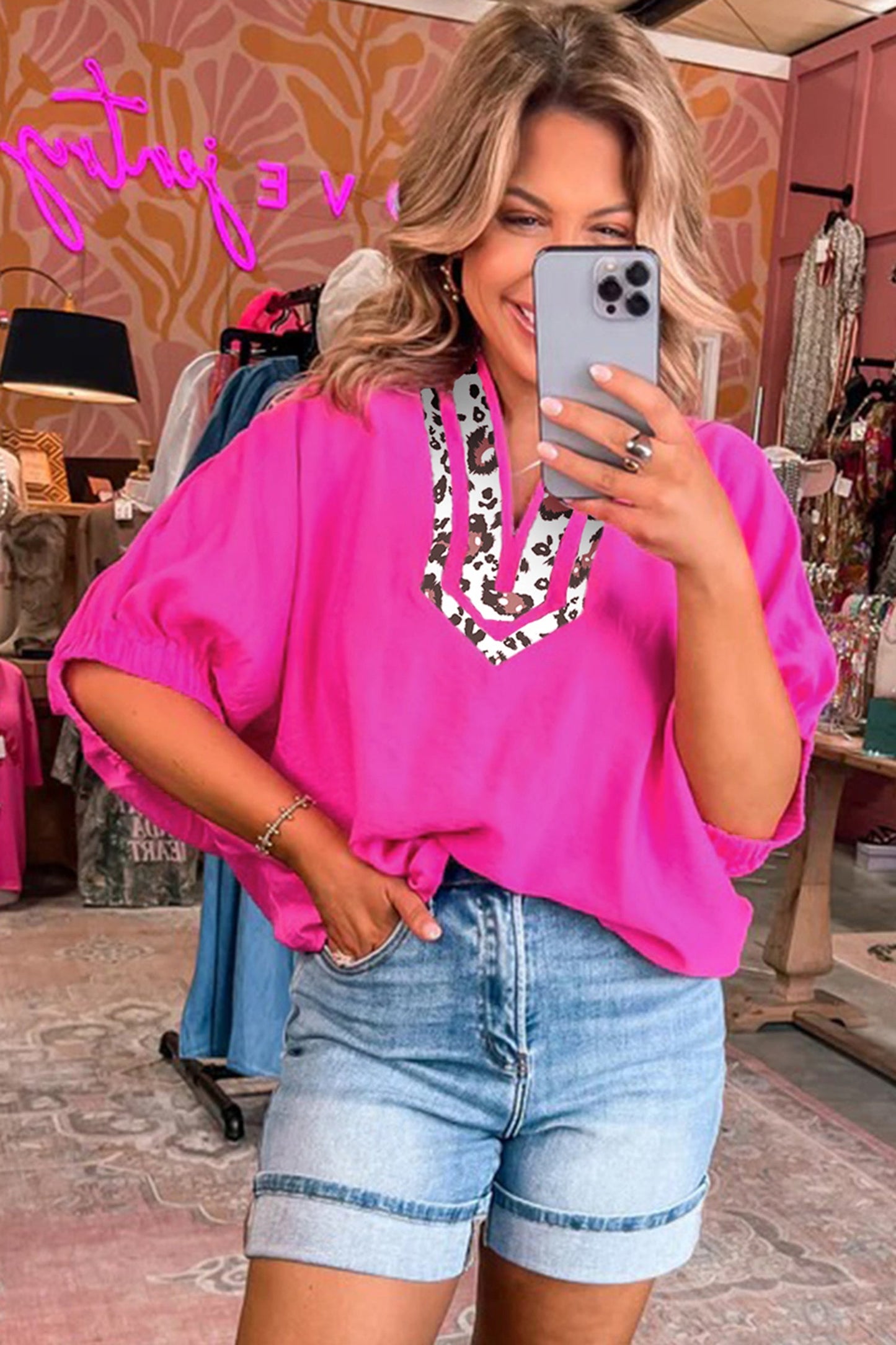 Wild Heart Leopard Trim Blouse