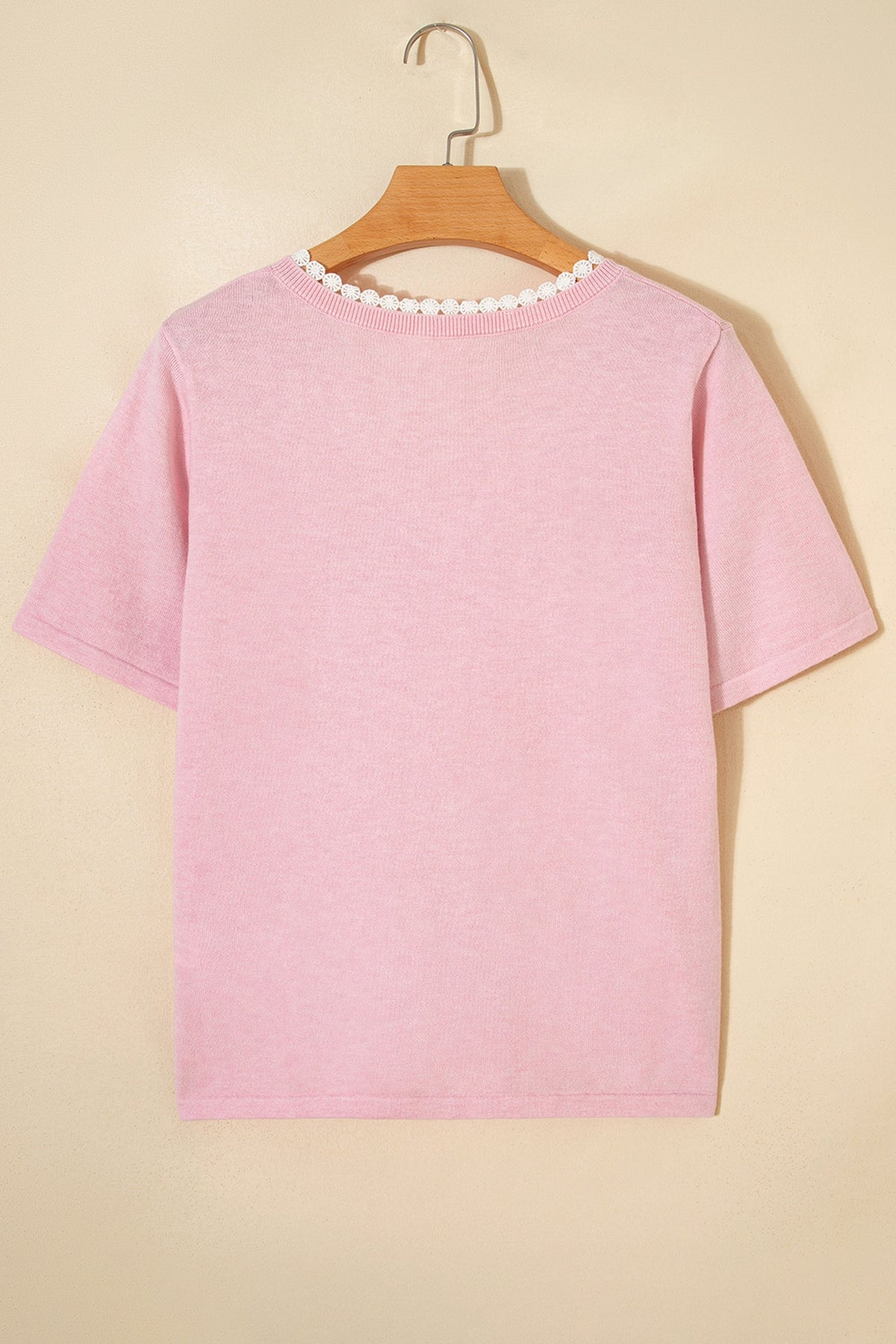 Blush & Lace V-Neck Knit Top