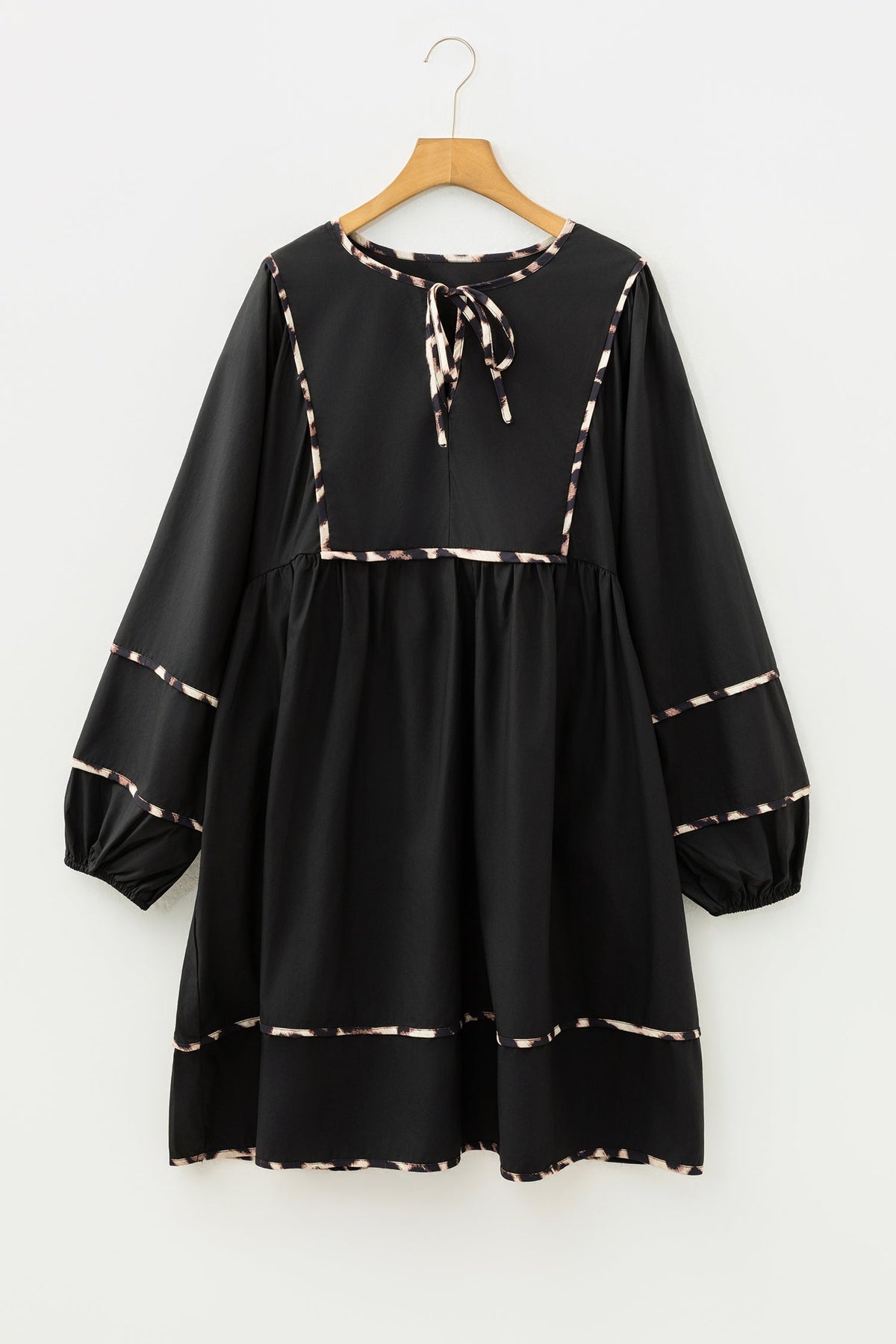 Midnight Wild Leopard Trim Dress