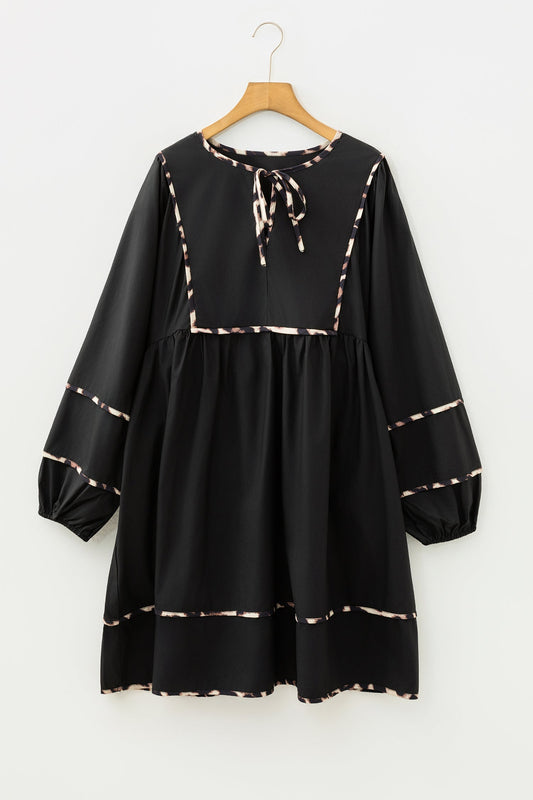 Midnight Wild Leopard Trim Dress