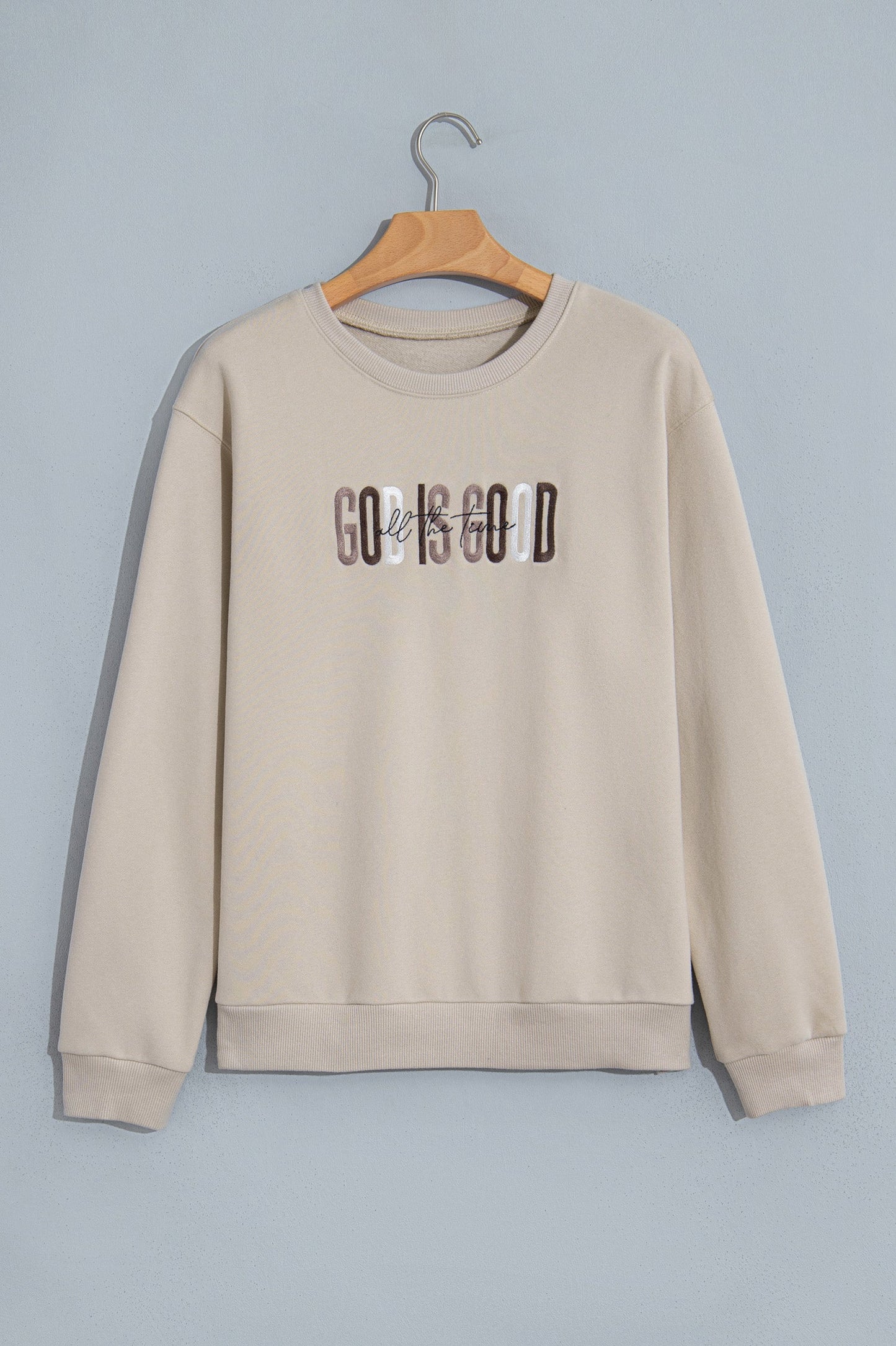 God Is Good Embroidered Crewneck Sweatshirt