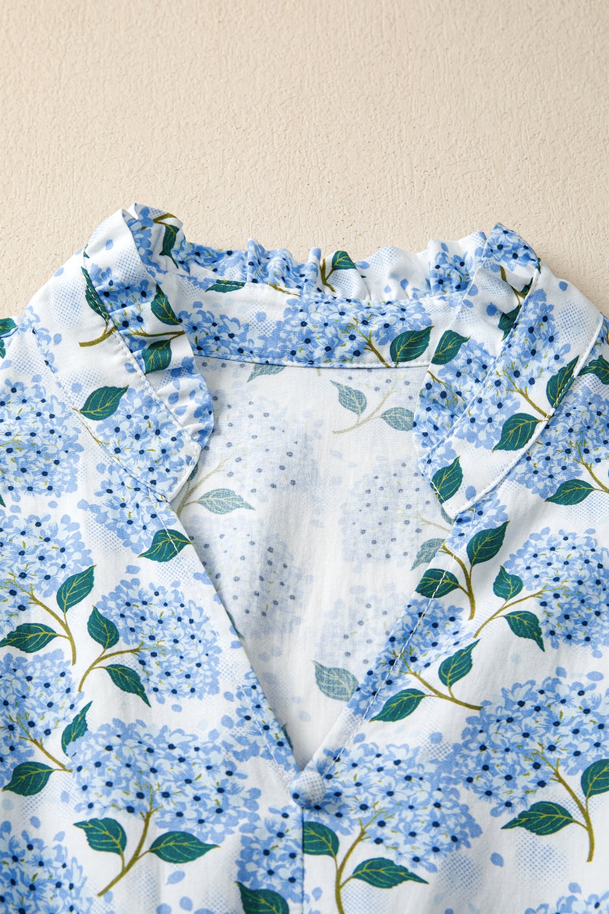 Blue Hydrangea Ruffle Maxi Dress