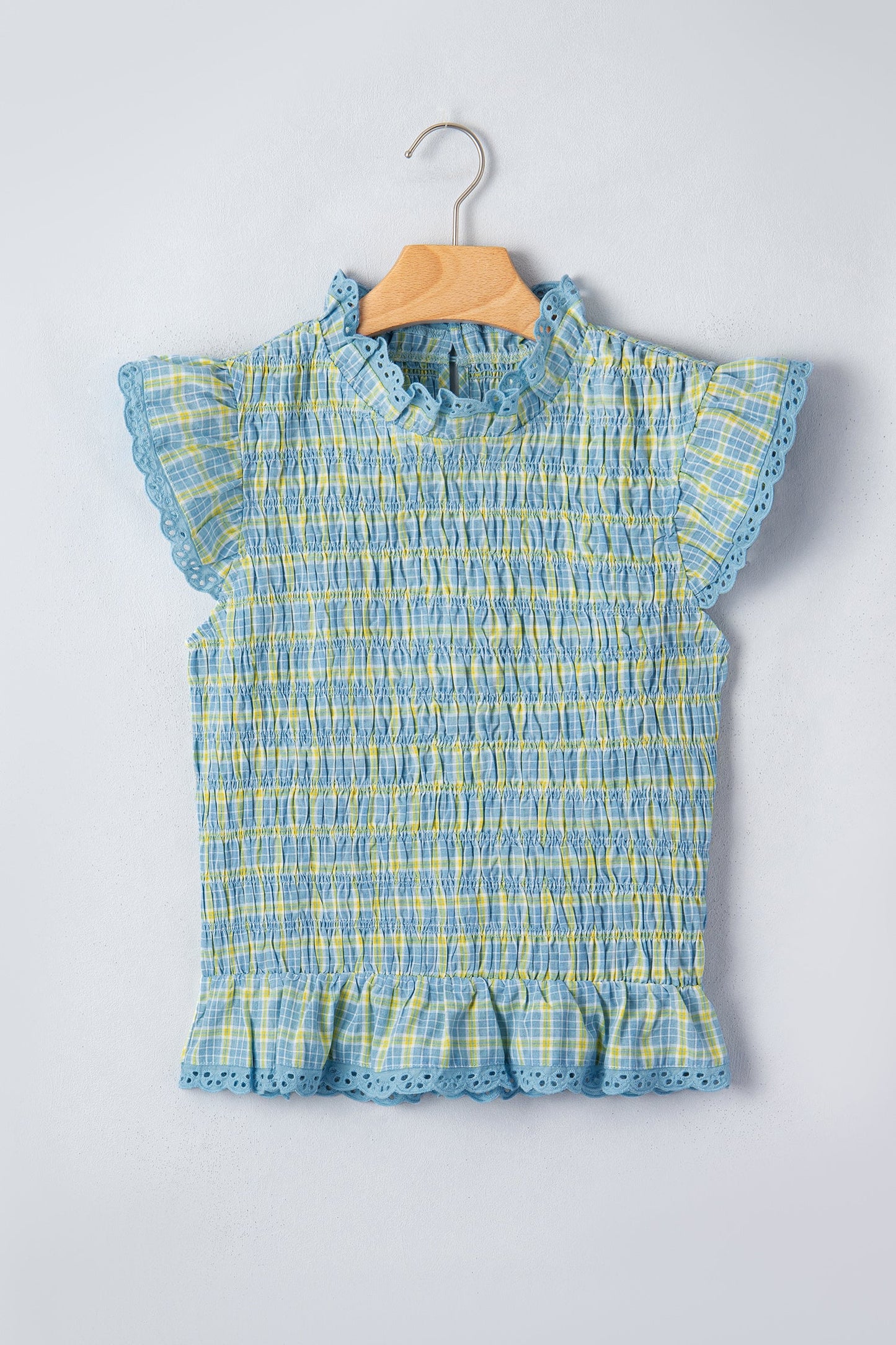 Bluebell Plaid Ruffle Top