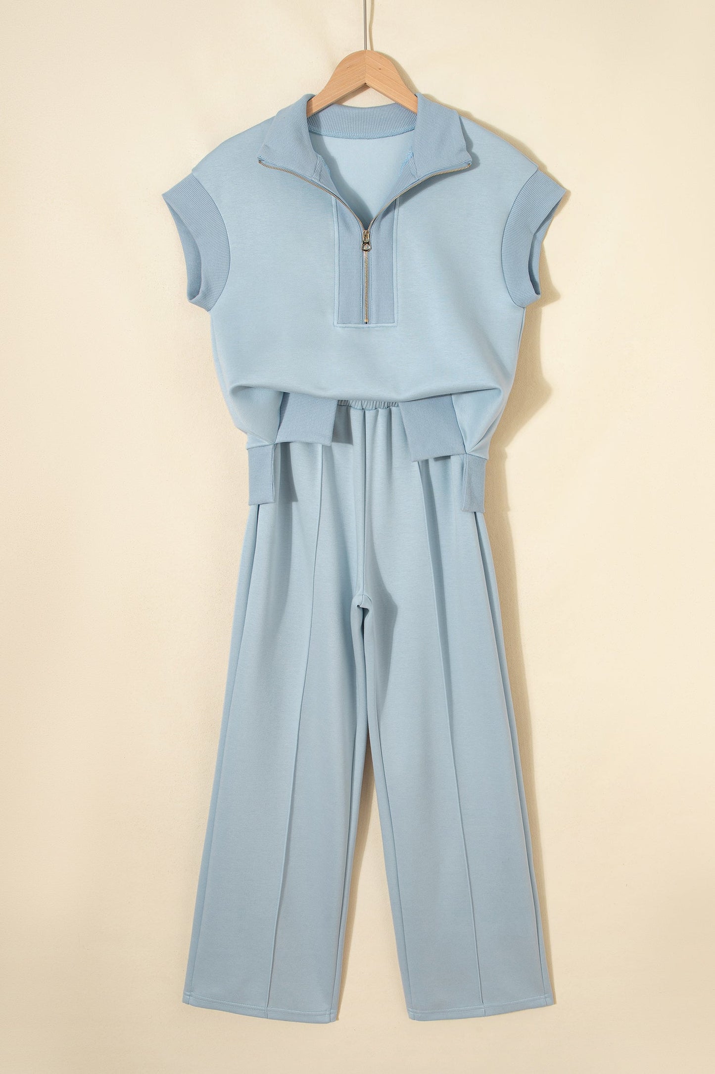 Easy Does It Half-Zip Wide Leg Set