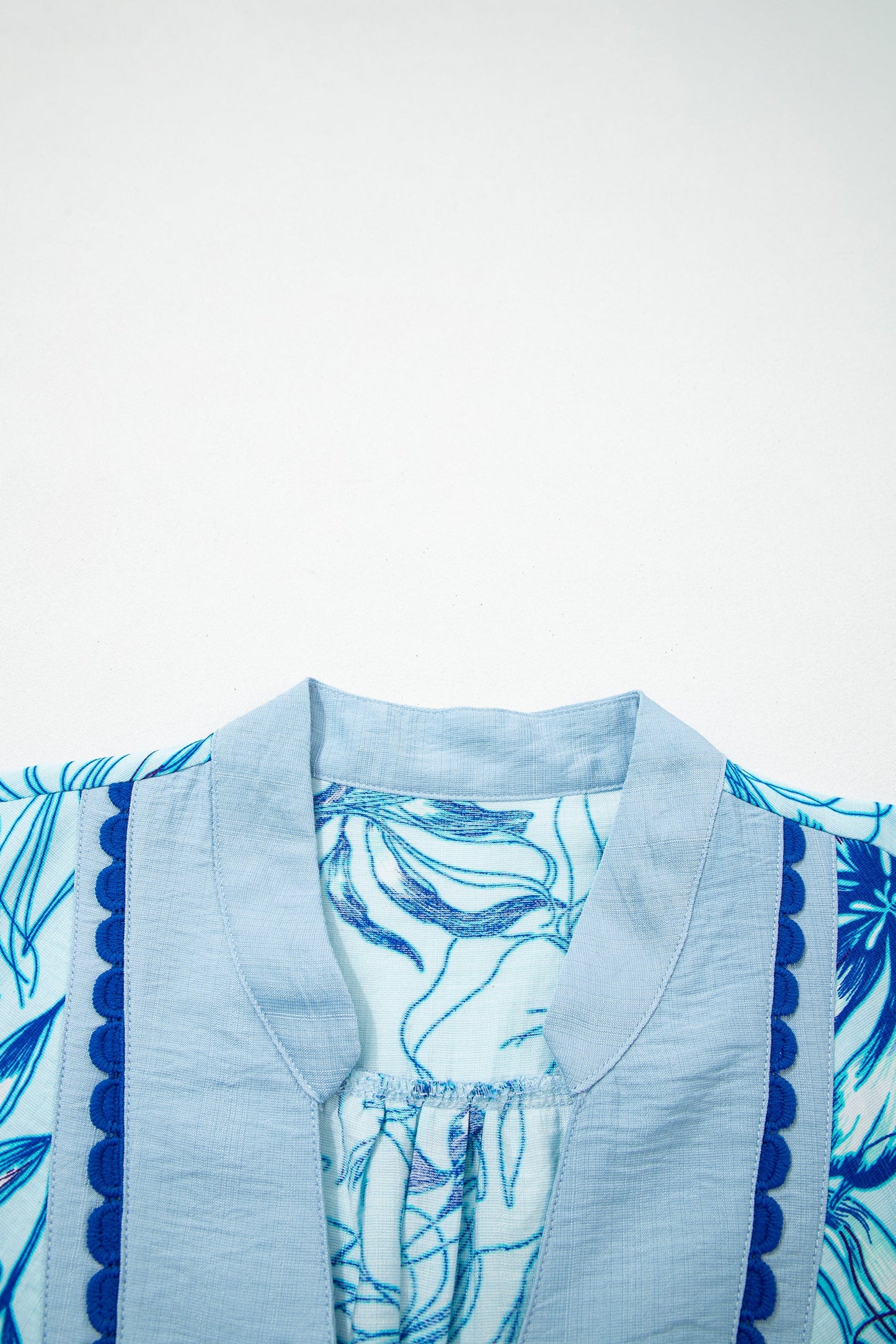 Blue Willow Scallop Trim Blouse