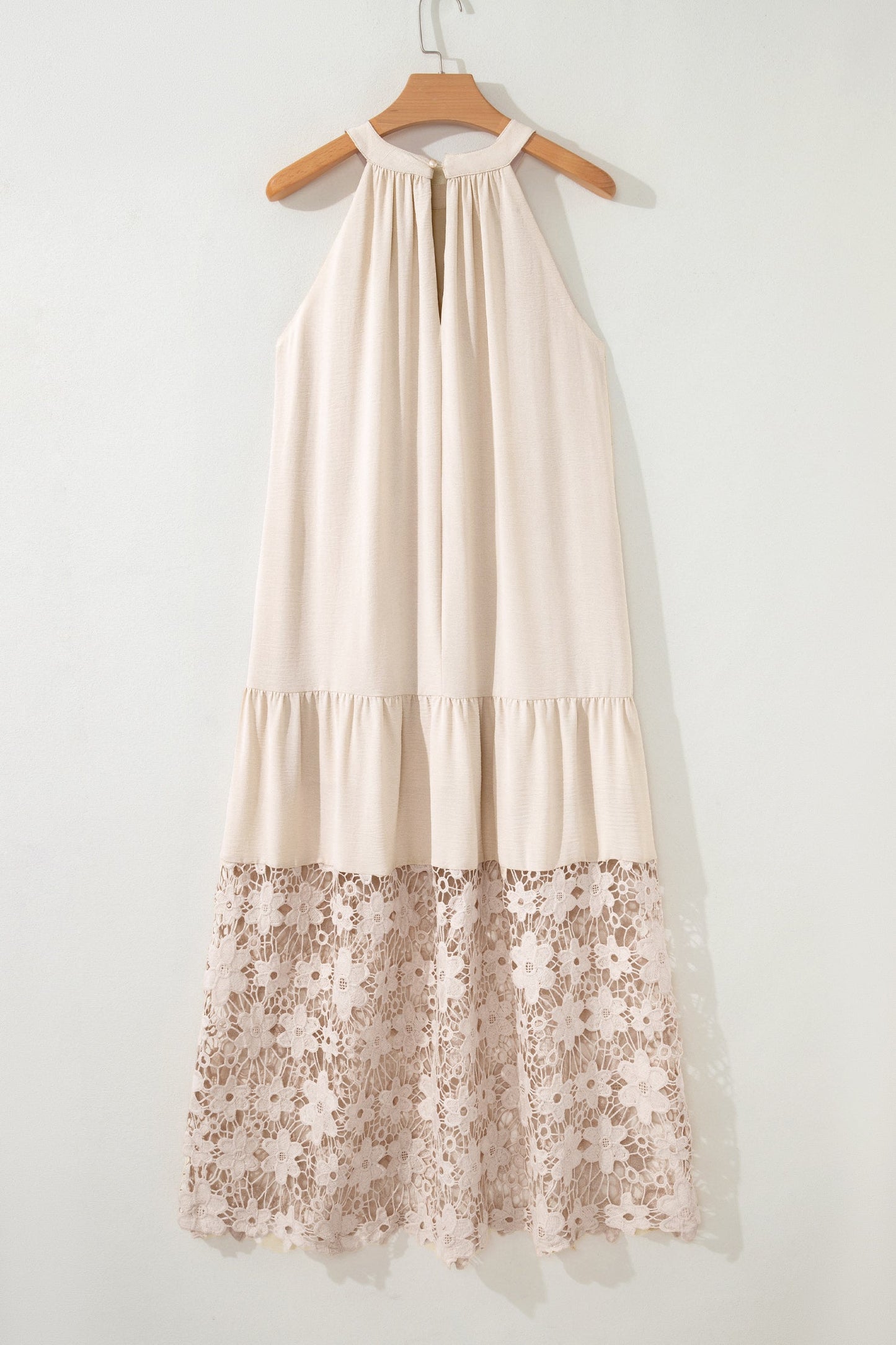 Prairie Lace Halter Maxi Dress