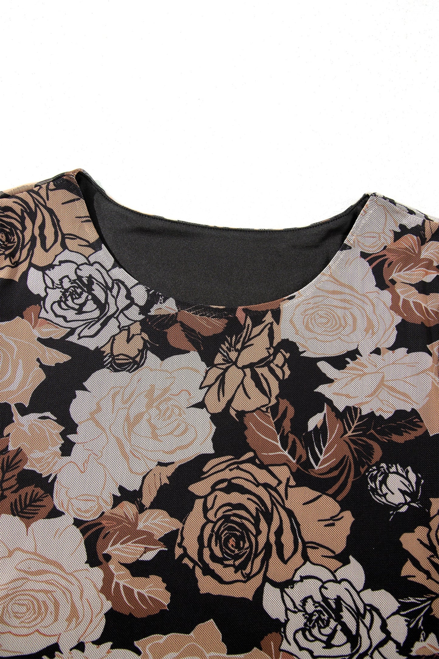 Midnight Mocha Floral Mesh Midi Dress