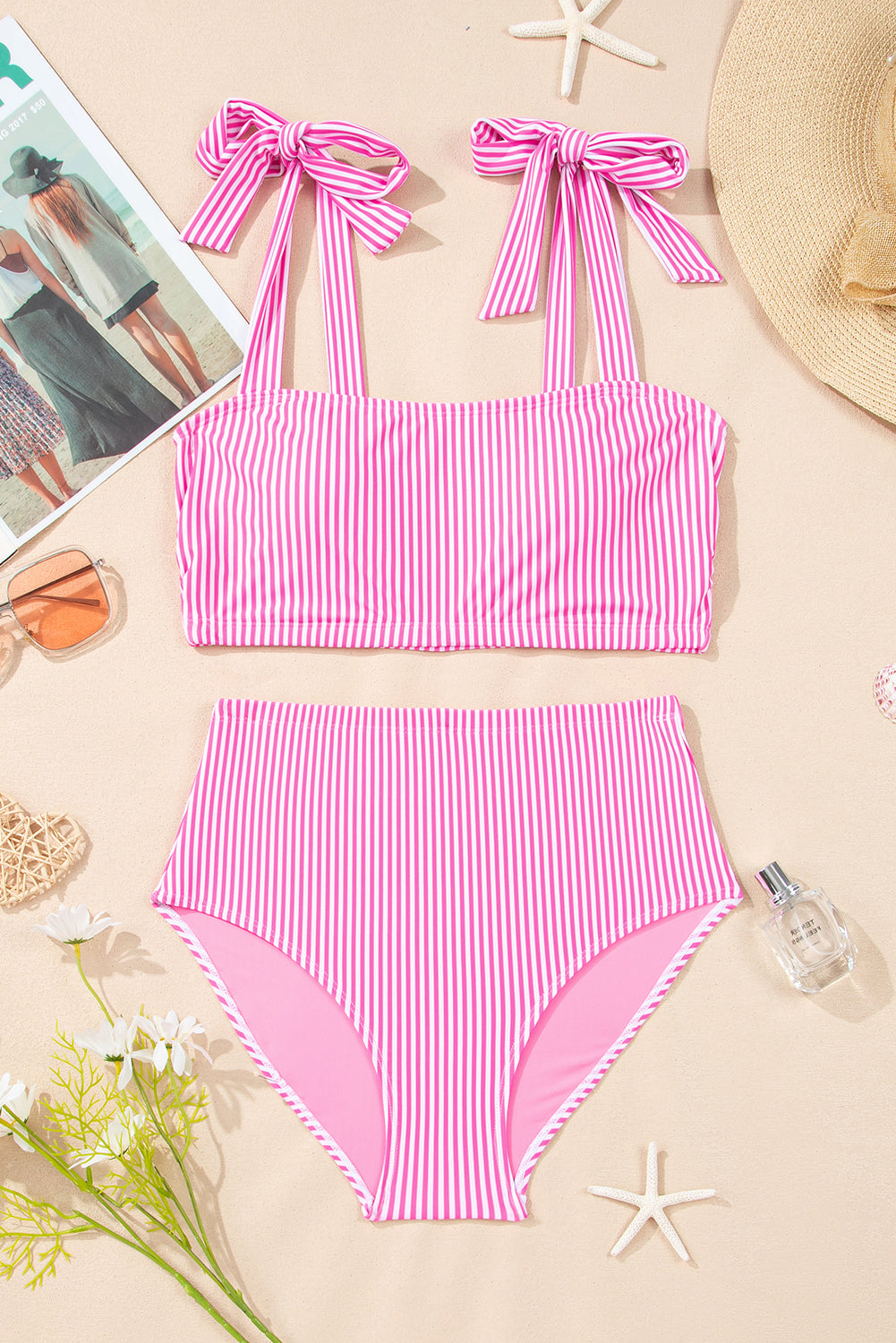 Pink Sunset Stripe Bikini Set