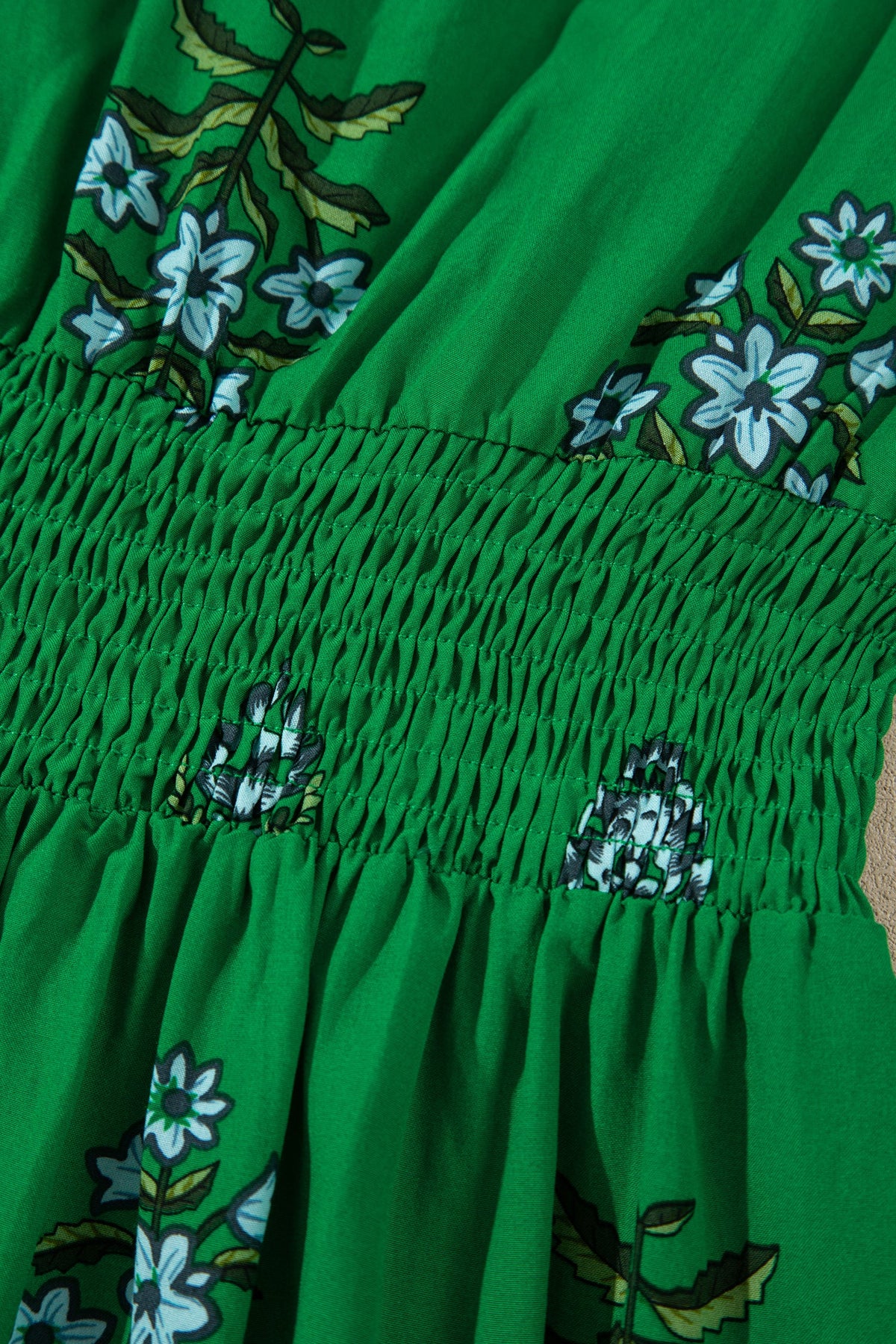 Emerald Wildflower Smocked Maxi Dress