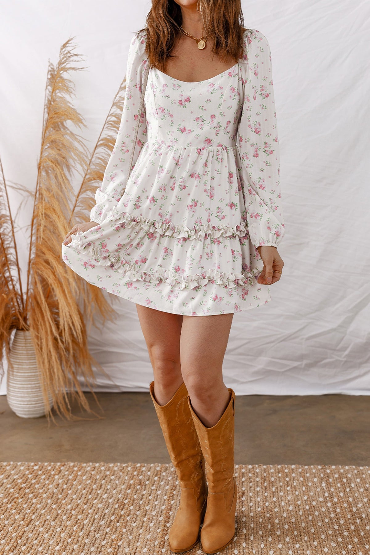 Wildflower Romance Ruffle Mini Dress