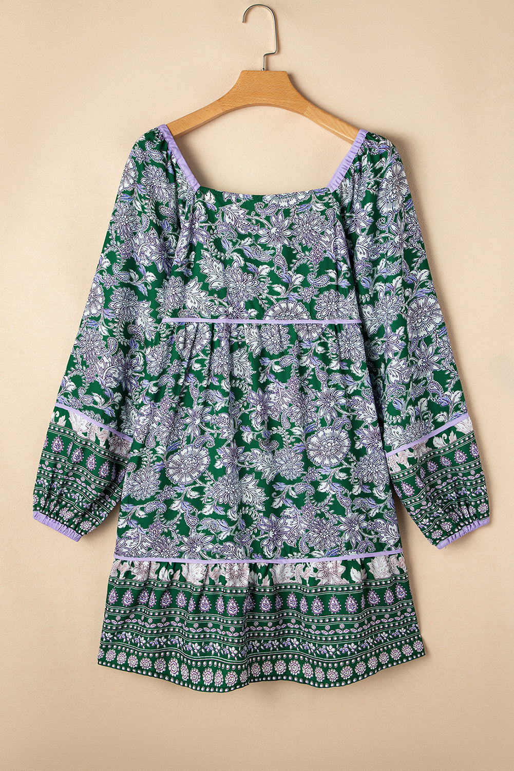 Emerald Prairie Bubble Sleeve Dress