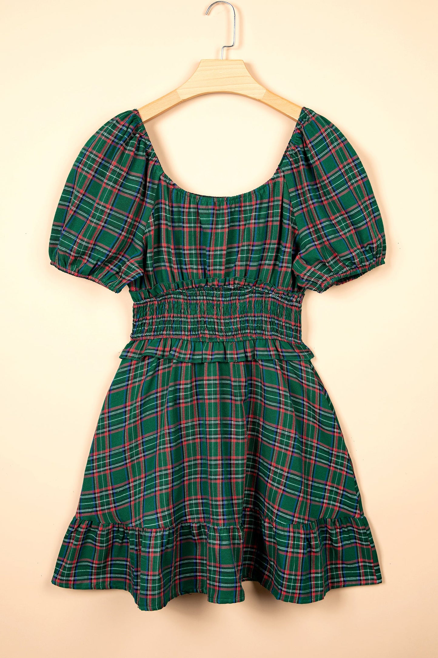 Evergreen Christmas Plaid Mini Dress