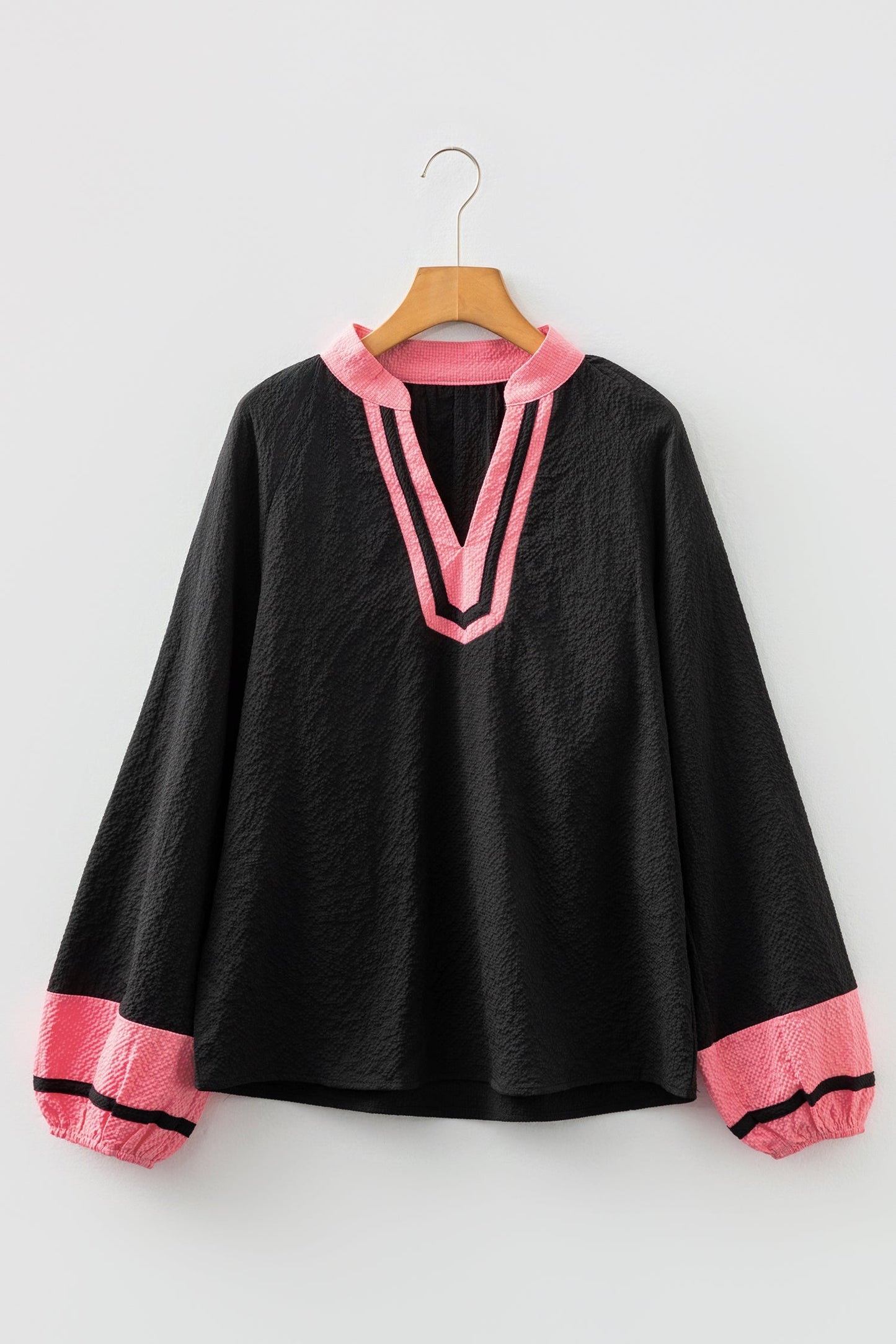 Saddle & Silk Contrast Trim Blouse