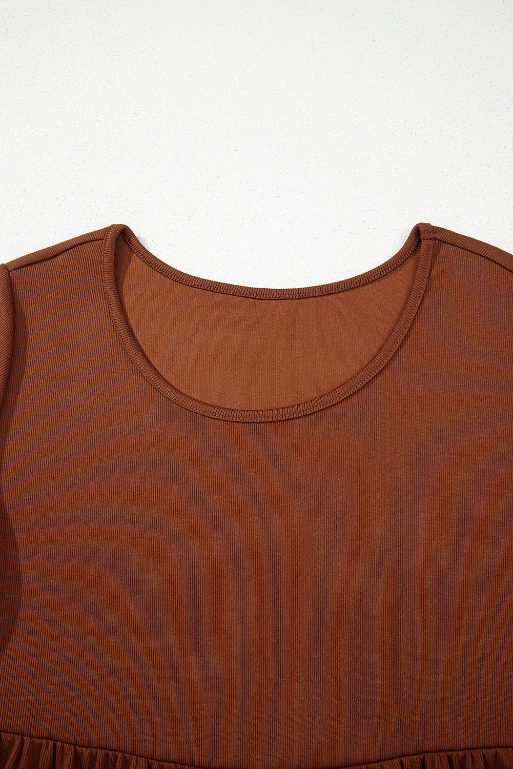 Cocoa Ruffle Ribbed Mini Dress