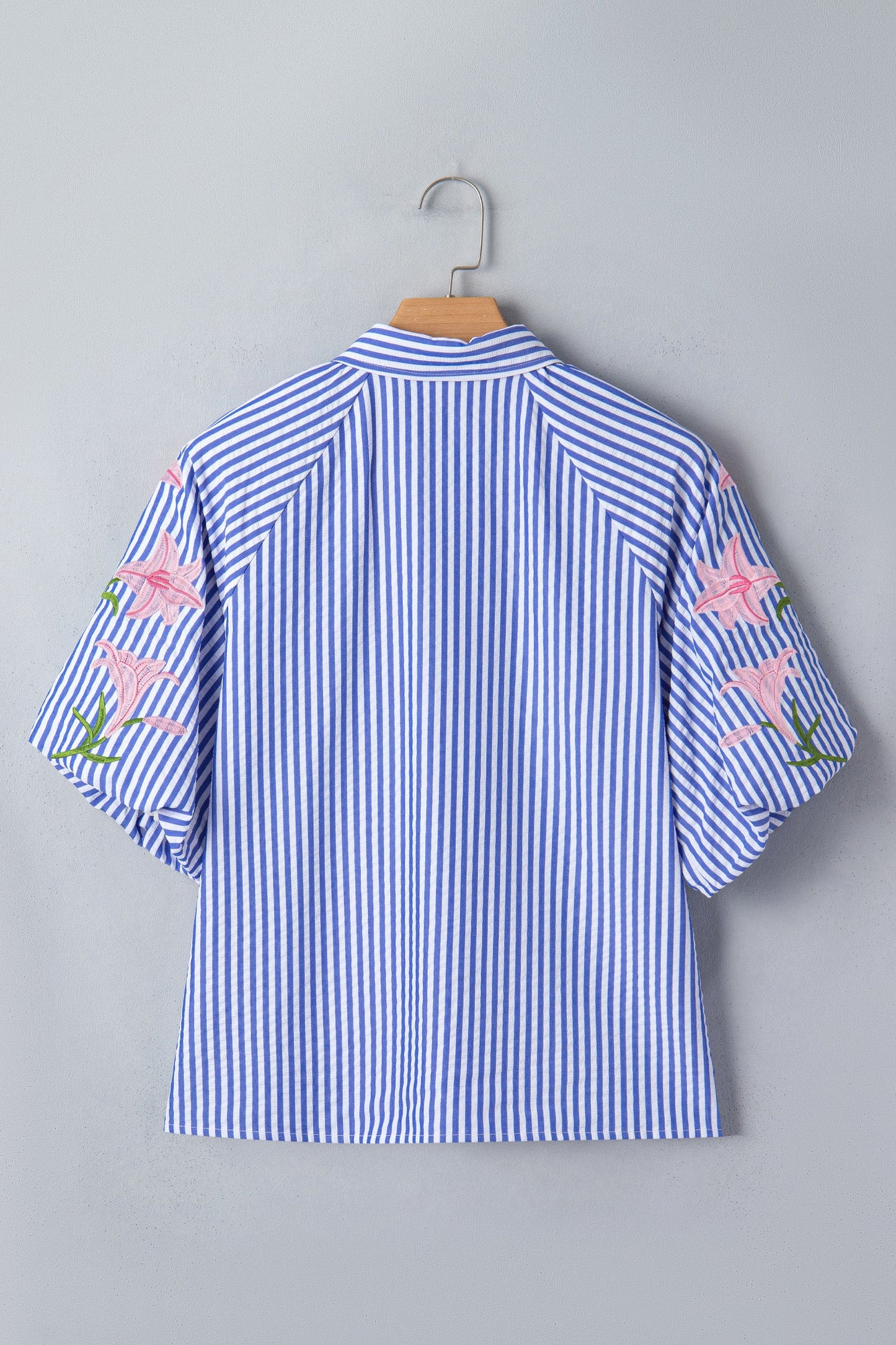 The Bluebonnet Belle Embroidered Stripe Blouse