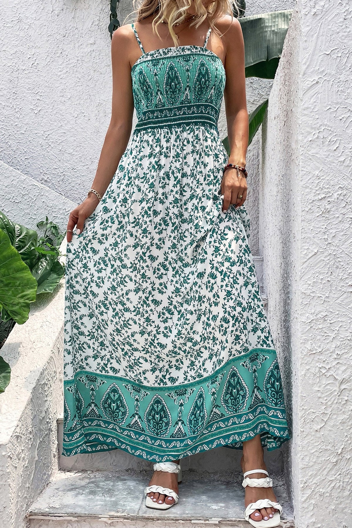 Sagebrush Border Print Maxi Dress