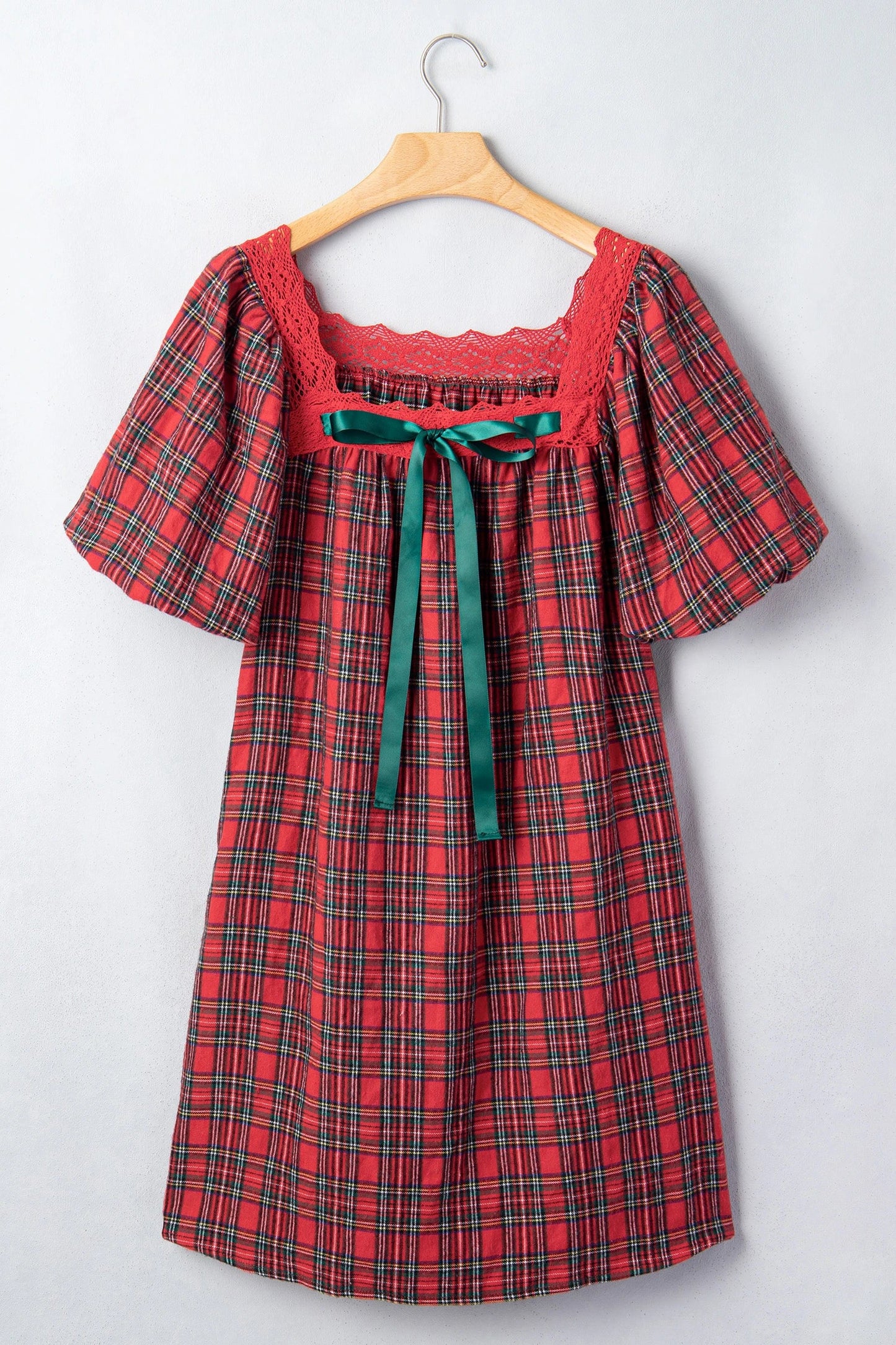 Southern Charm Plaid Lace Mini Dress