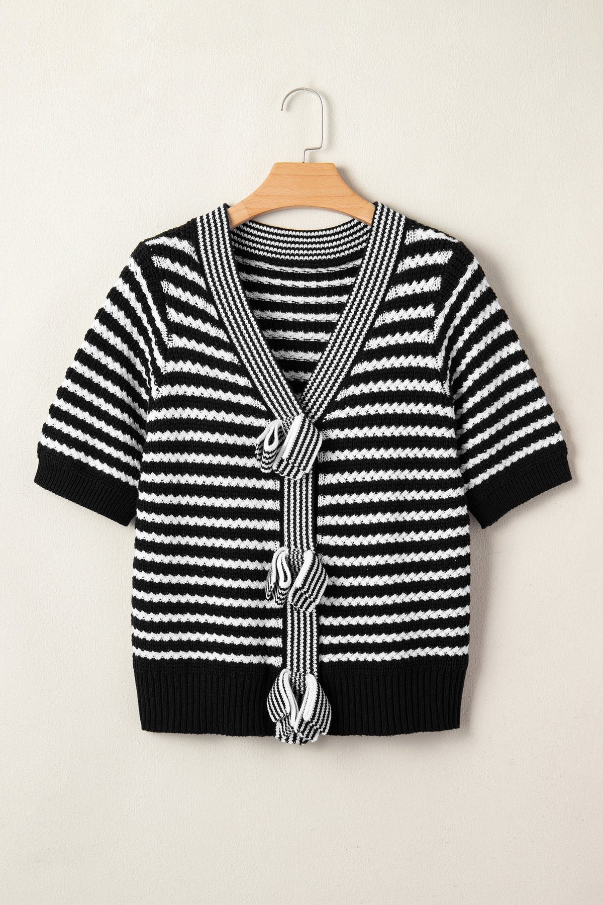 Darling Stripe Bow Tie Knit Top