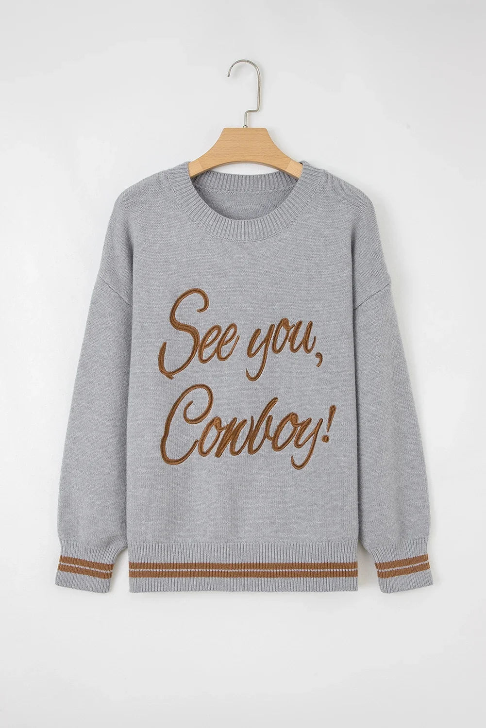 See You Cowboy Embroidered Sweater