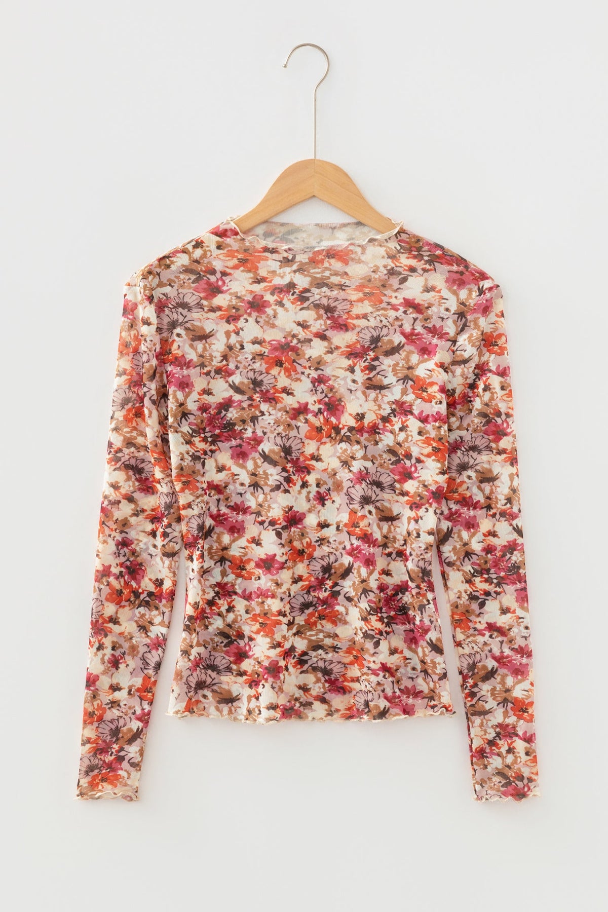Autumn Bloom Sheer Mesh Top