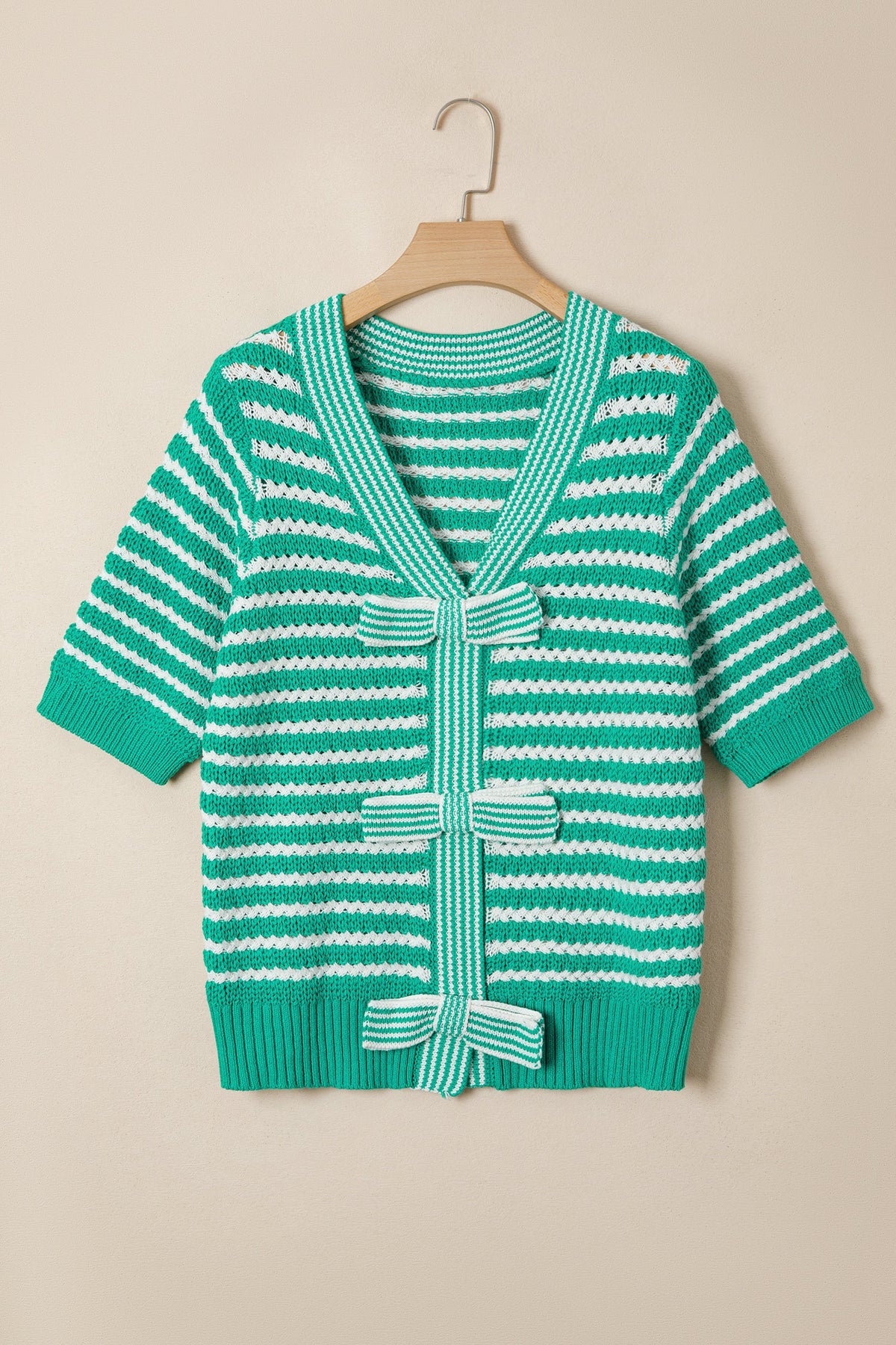 Darling Stripe Bow Tie Knit Top