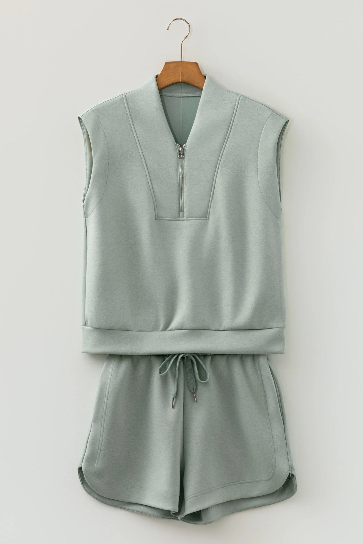 Easy Elegance Quarter-Zip Shorts Set