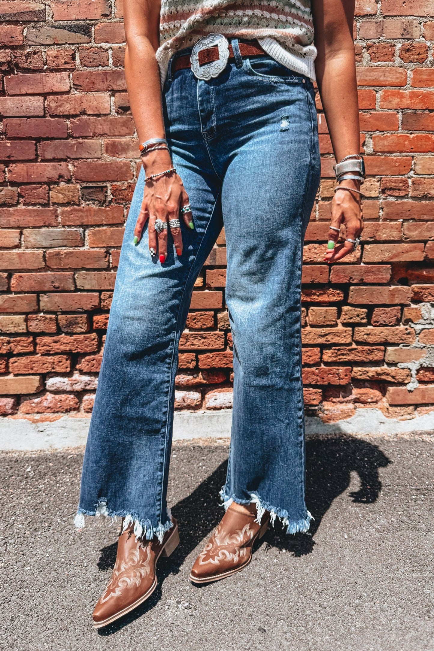 Sundown High Rise Frayed Flare Jeans