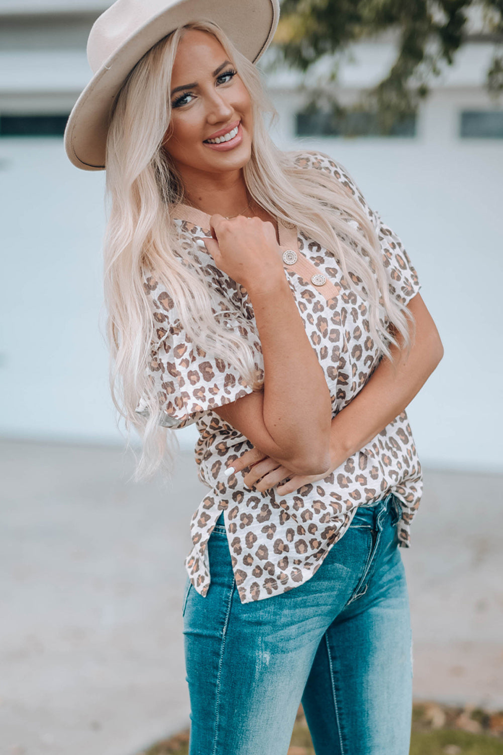 Soft Wild Ruffle Sleeve Leopard Top