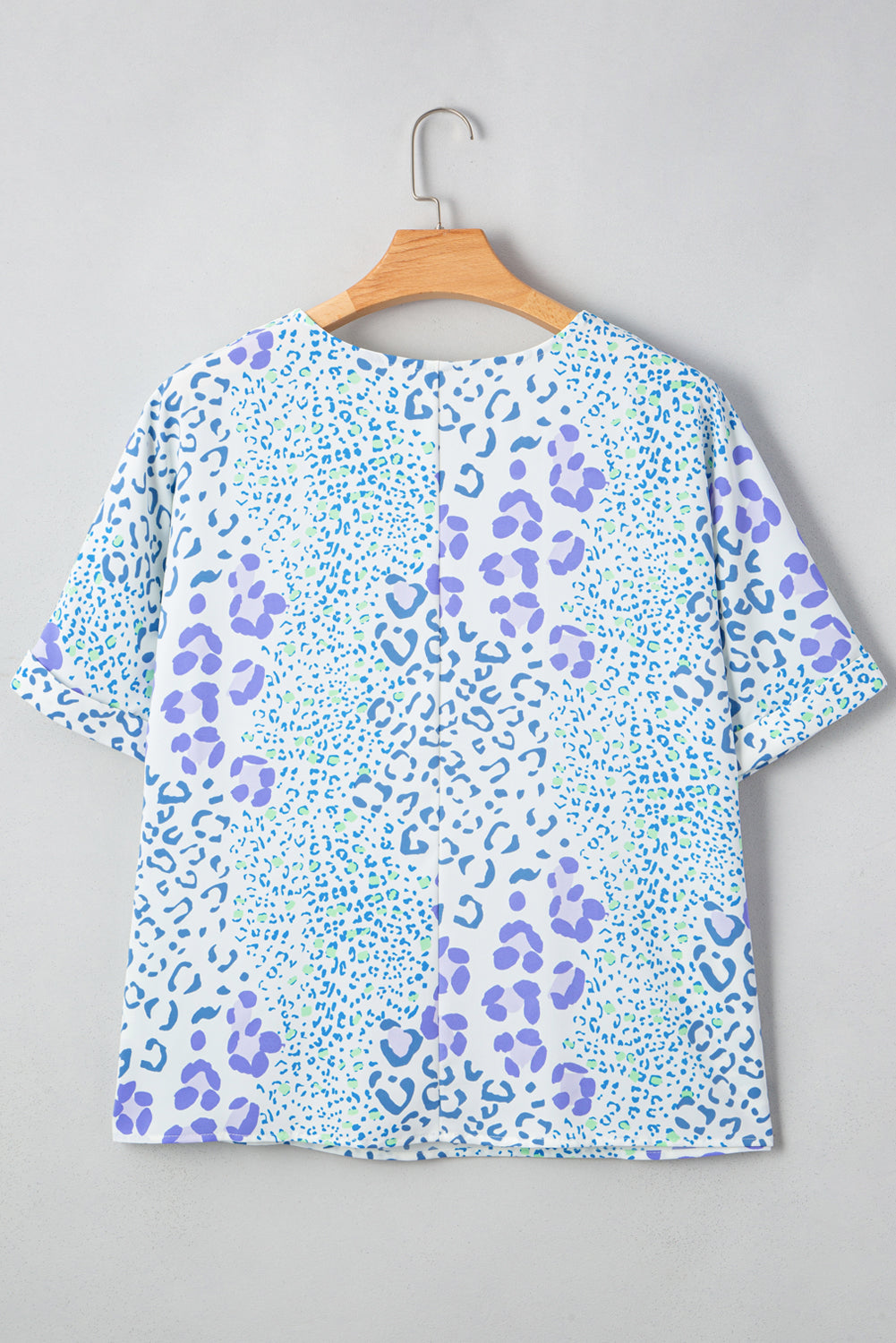 Blue Wild Leopard V-Neck Top