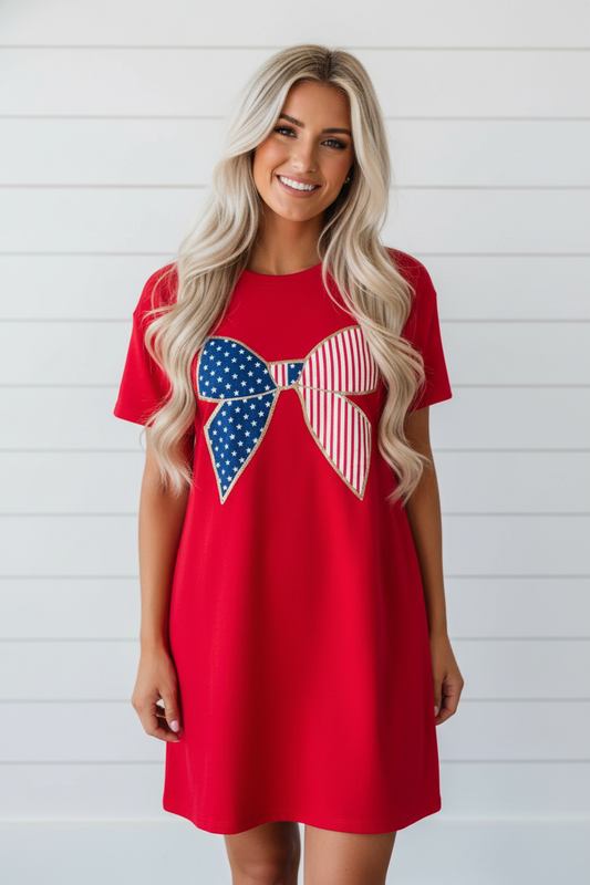 All-American Bow T-Shirt Dress
