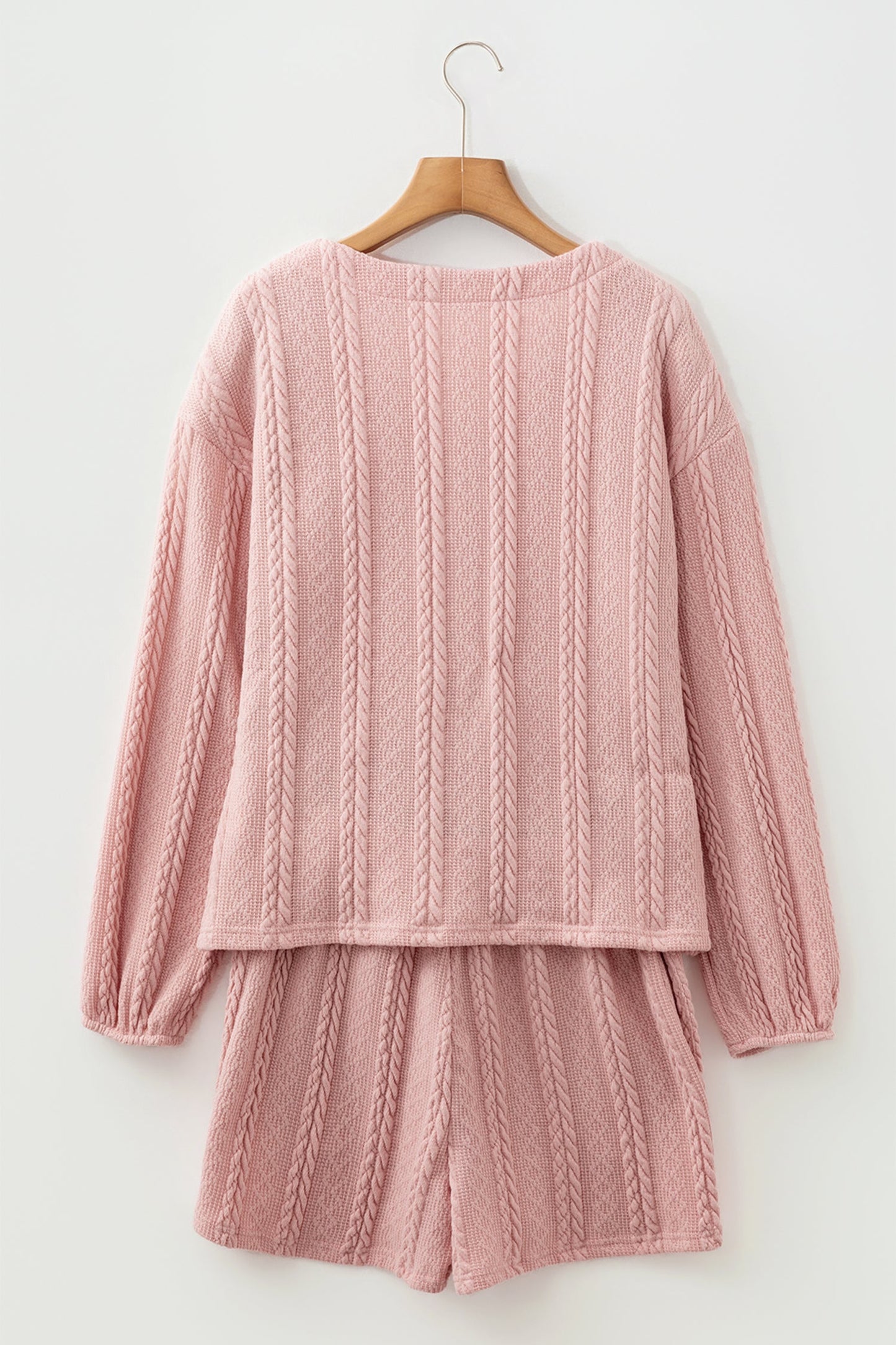 Blush & Cozy Cable Knit Cardigan Set