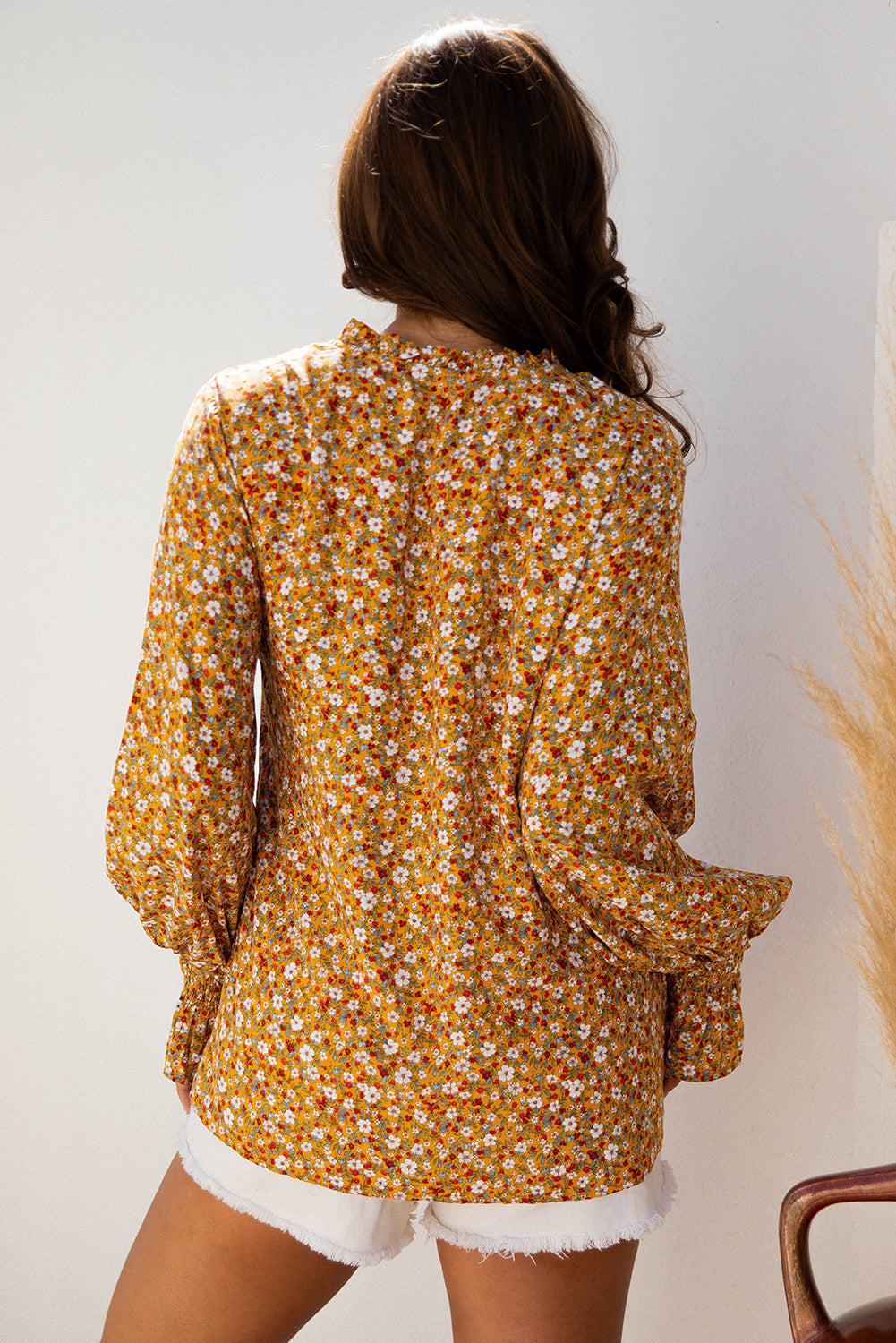 Golden Meadow Floral Tie Front Blouse