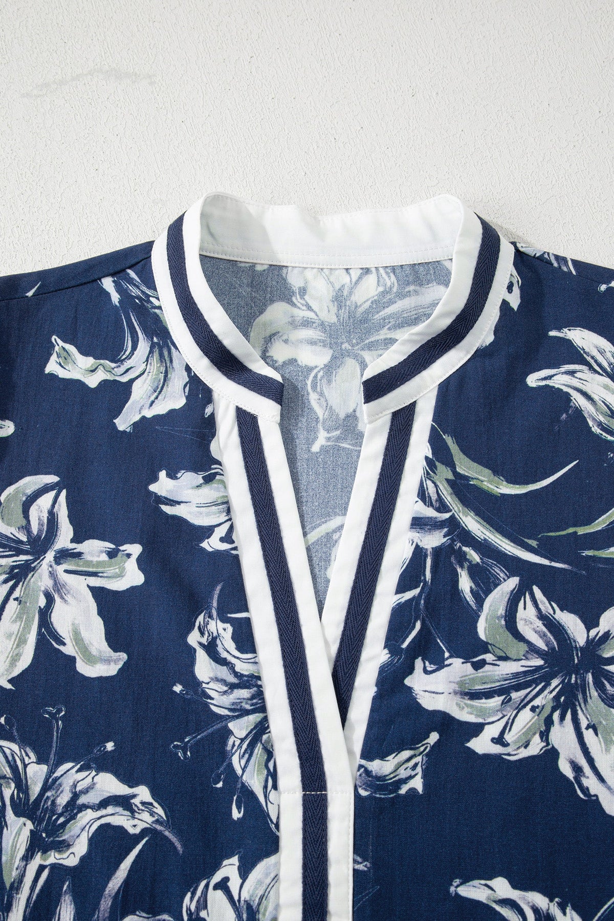 Bluebonnet Stripe-Trim Blouse