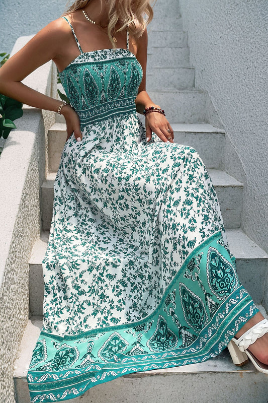 Sagebrush Border Print Maxi Dress