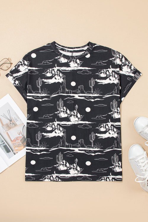 Desert Sketch Western Graphic Top