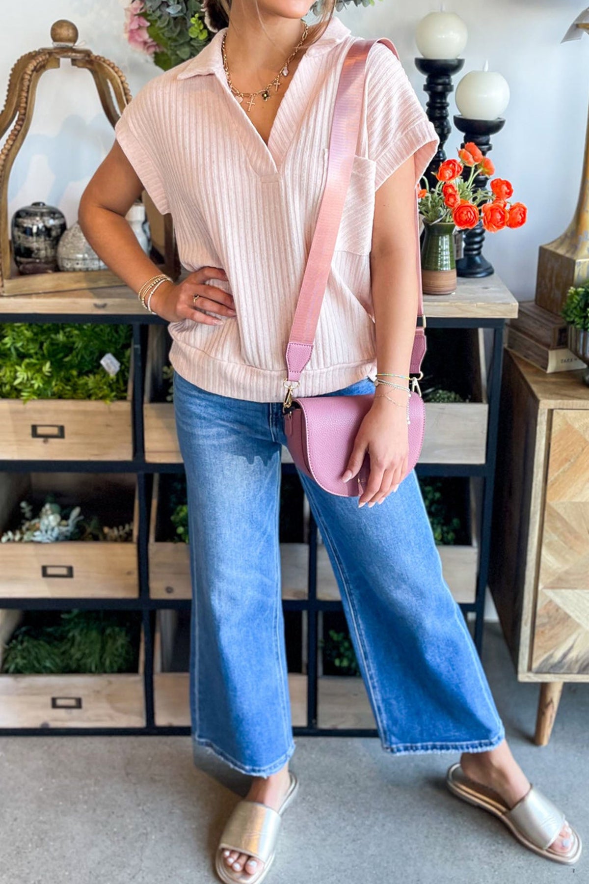 Easy Days Ribbed Collared Tee